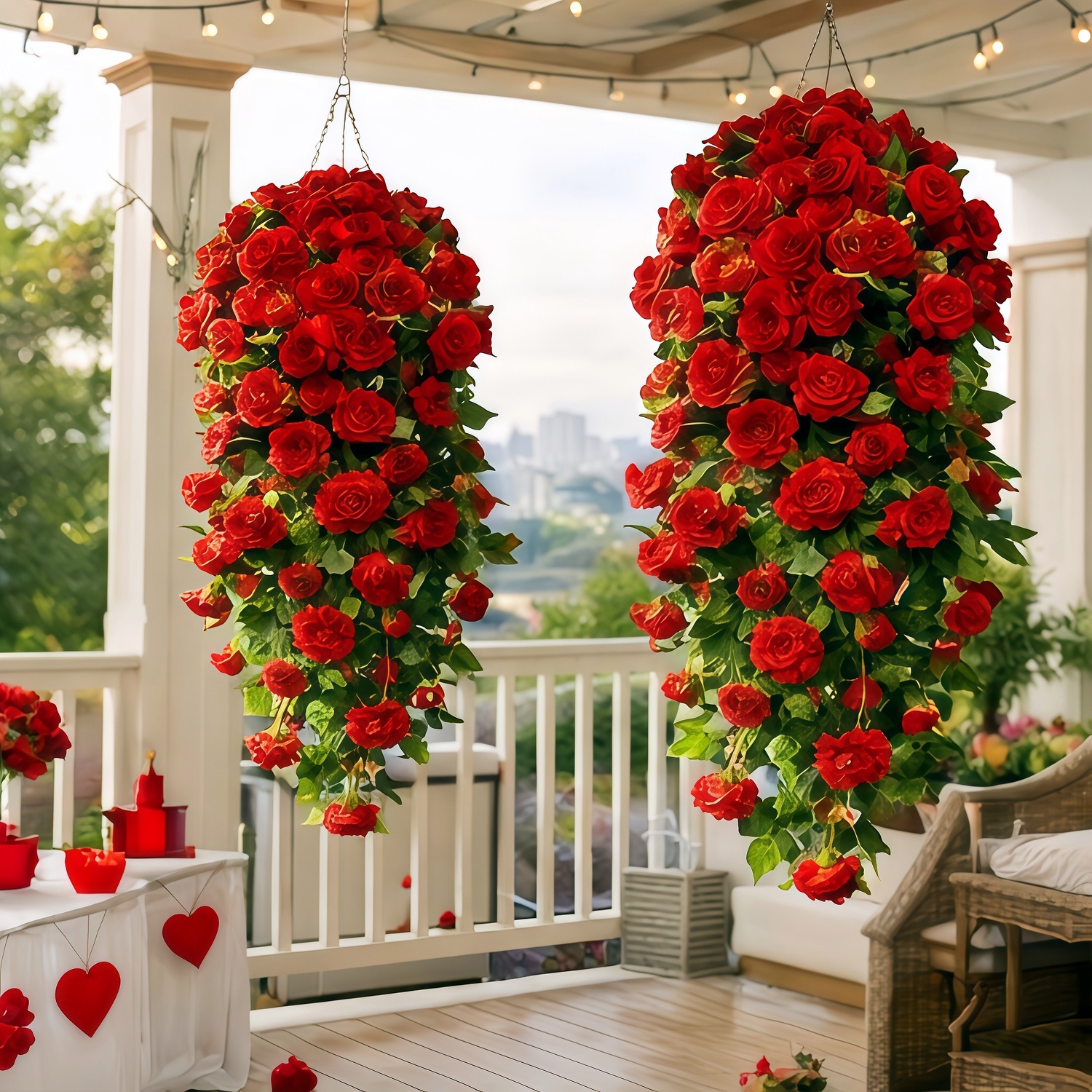 Large Realistic Artificial Rose Hanging Vine Bouquet