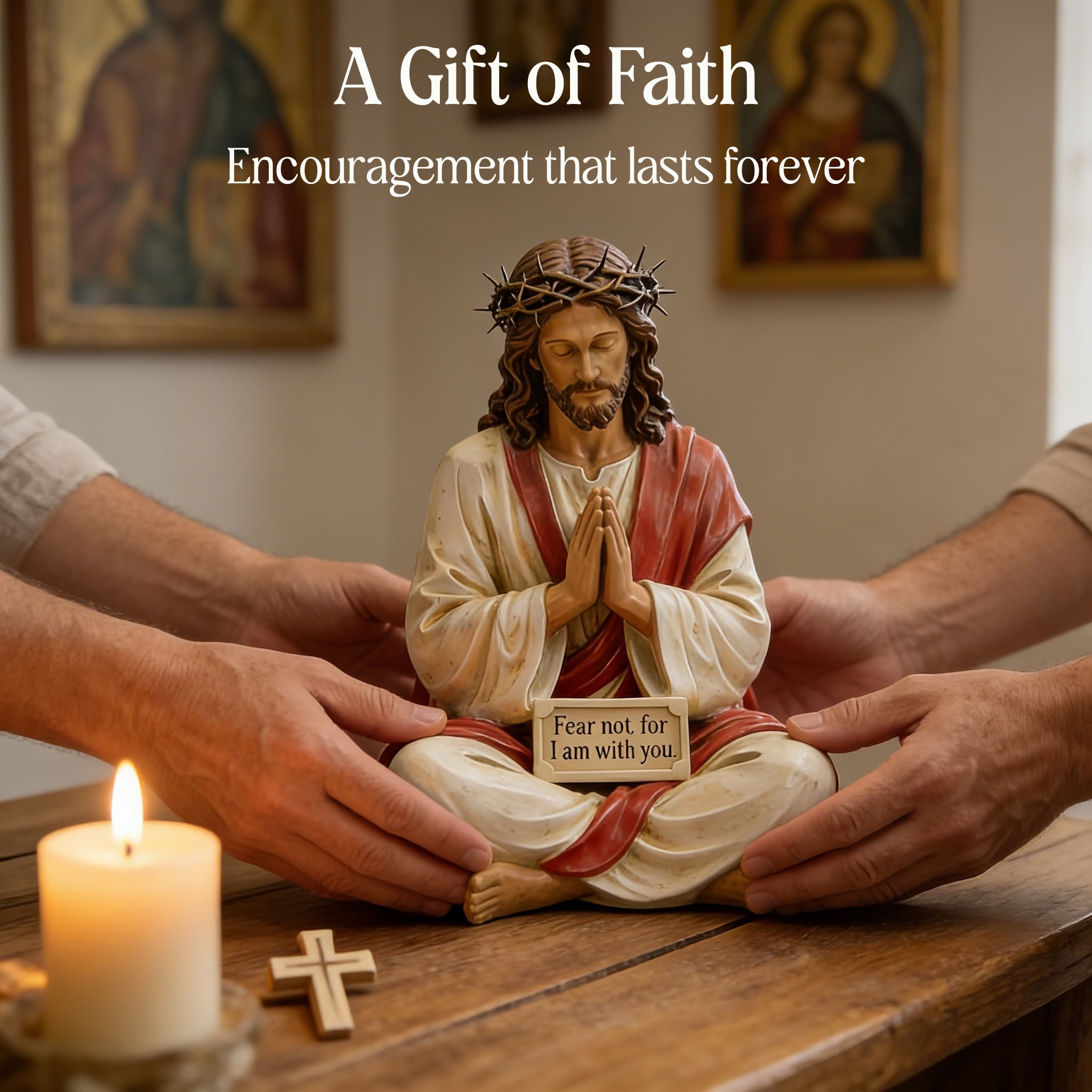 Hand-Painted Praying Jesus & Virgin Mary Figurines