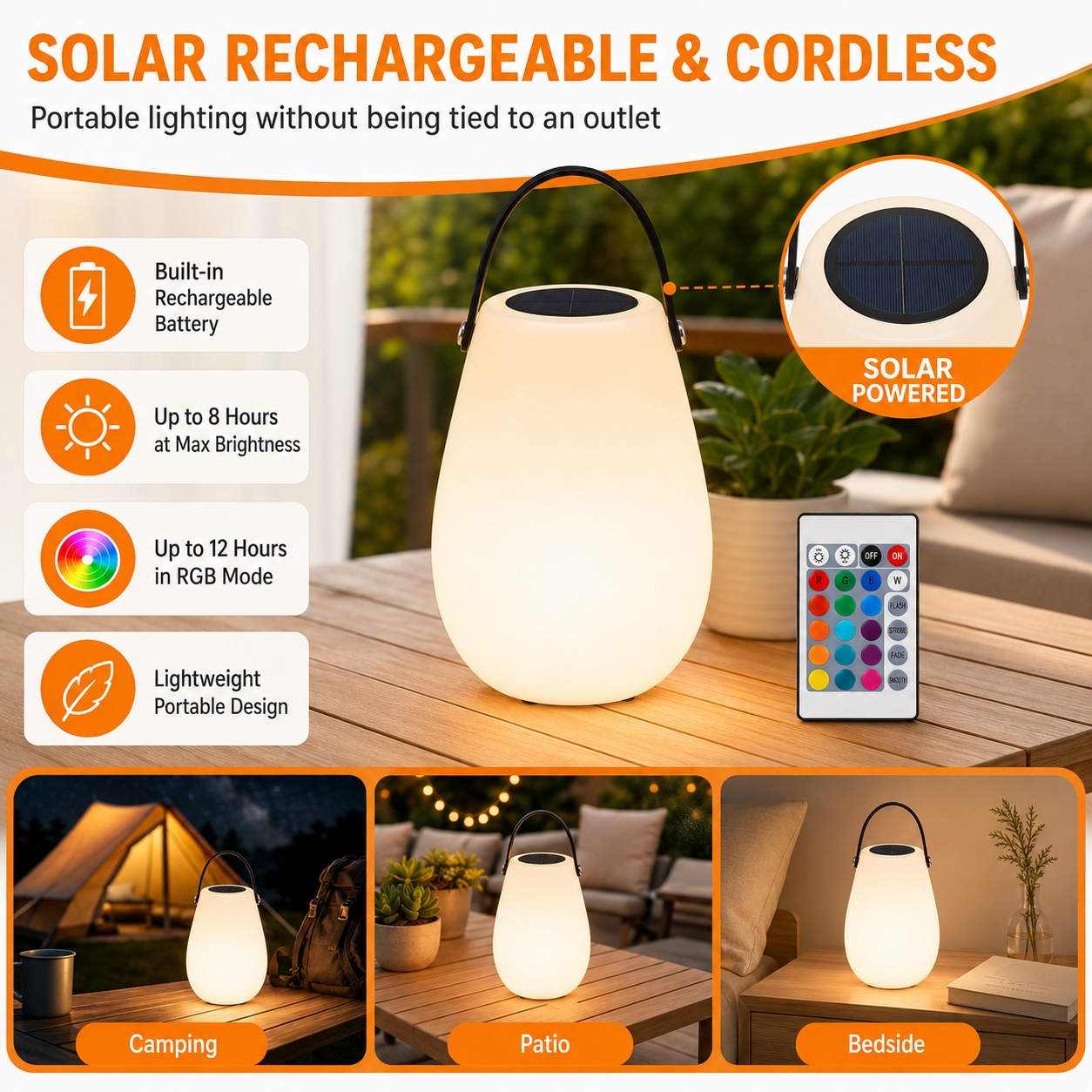 Solar Rechargeable Portable Table Lamp