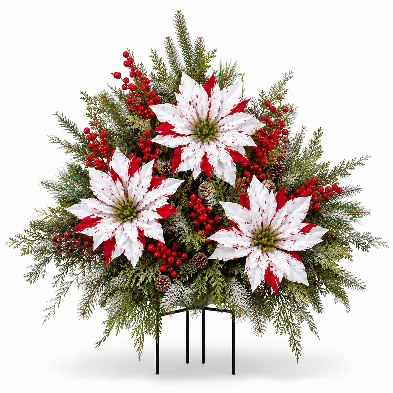 Pre-Lit Poinsettia Artificial Christmas Urn Filler