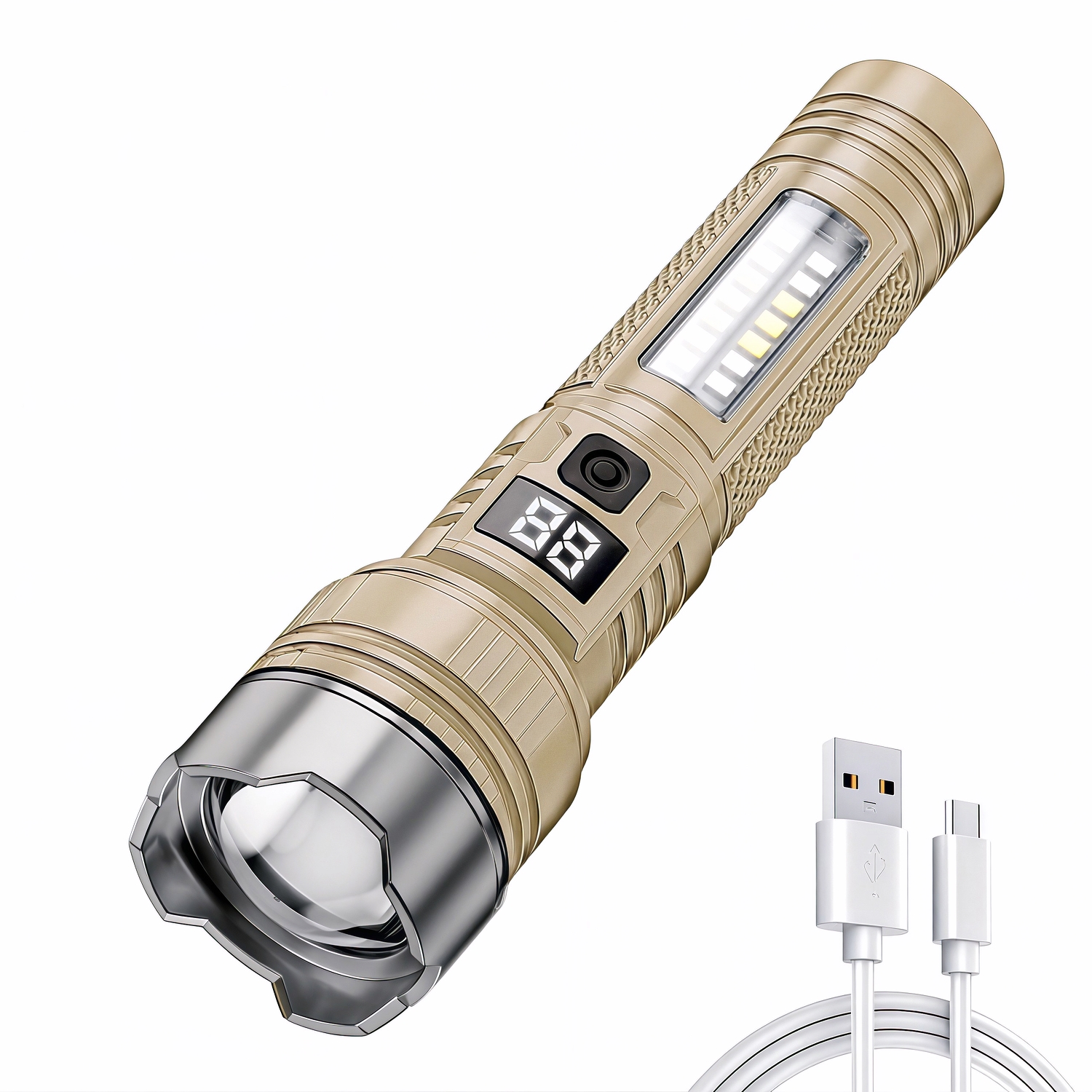 Laser Tactical High-Lumen Flashlight, 66000 Lumens Waterproof Compact Handheld Rechargeable Flashlight