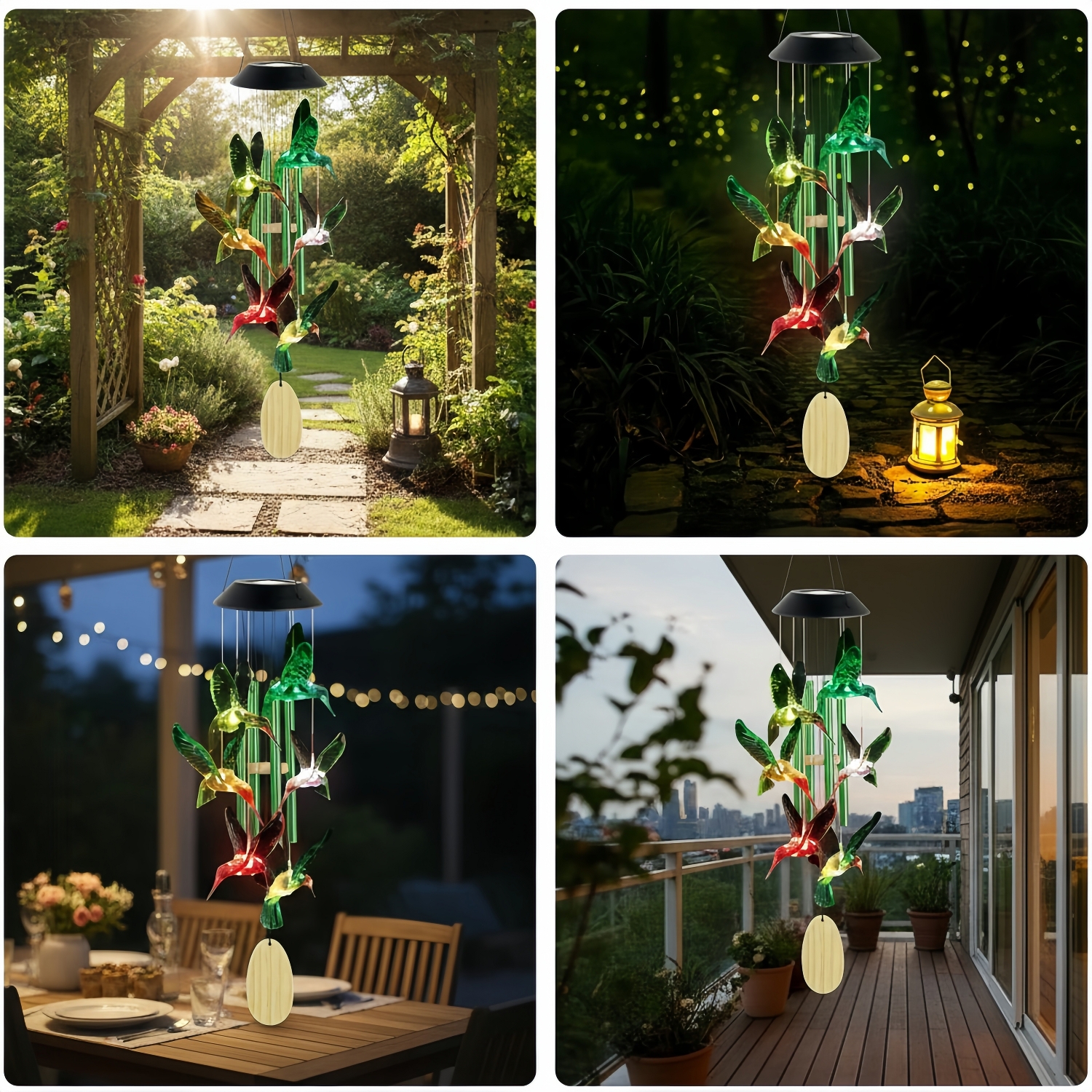 Hummingbird Solar Wind Chimes Outdoor
