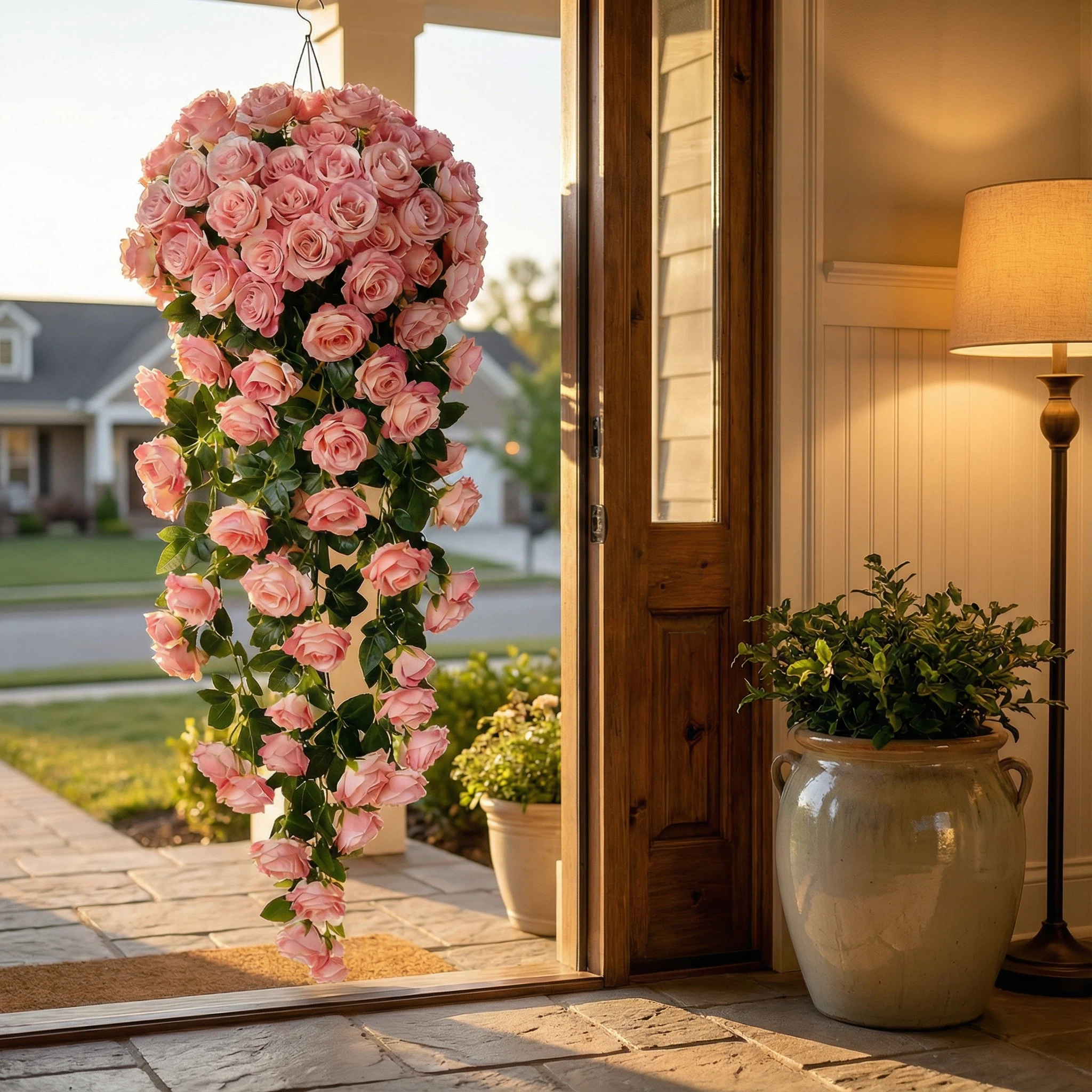 Large Realistic Artificial Rose Hanging Vine Bouquet