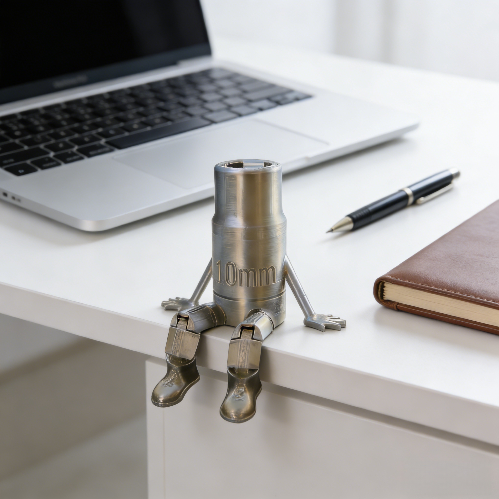 10mm Socket Buddy Figure – Funny Desk Organizer with Flexible Legs, Pen & Tool Holder, Unique Gift for Dad, Mechanics & Car Lovers