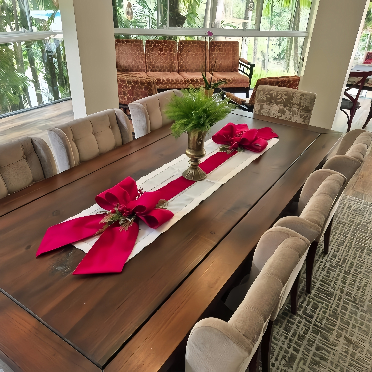 🎄Early Christmas Sale🔥Christmas Double Velvet Bow Ribbon with Holiday Greenery & Berries