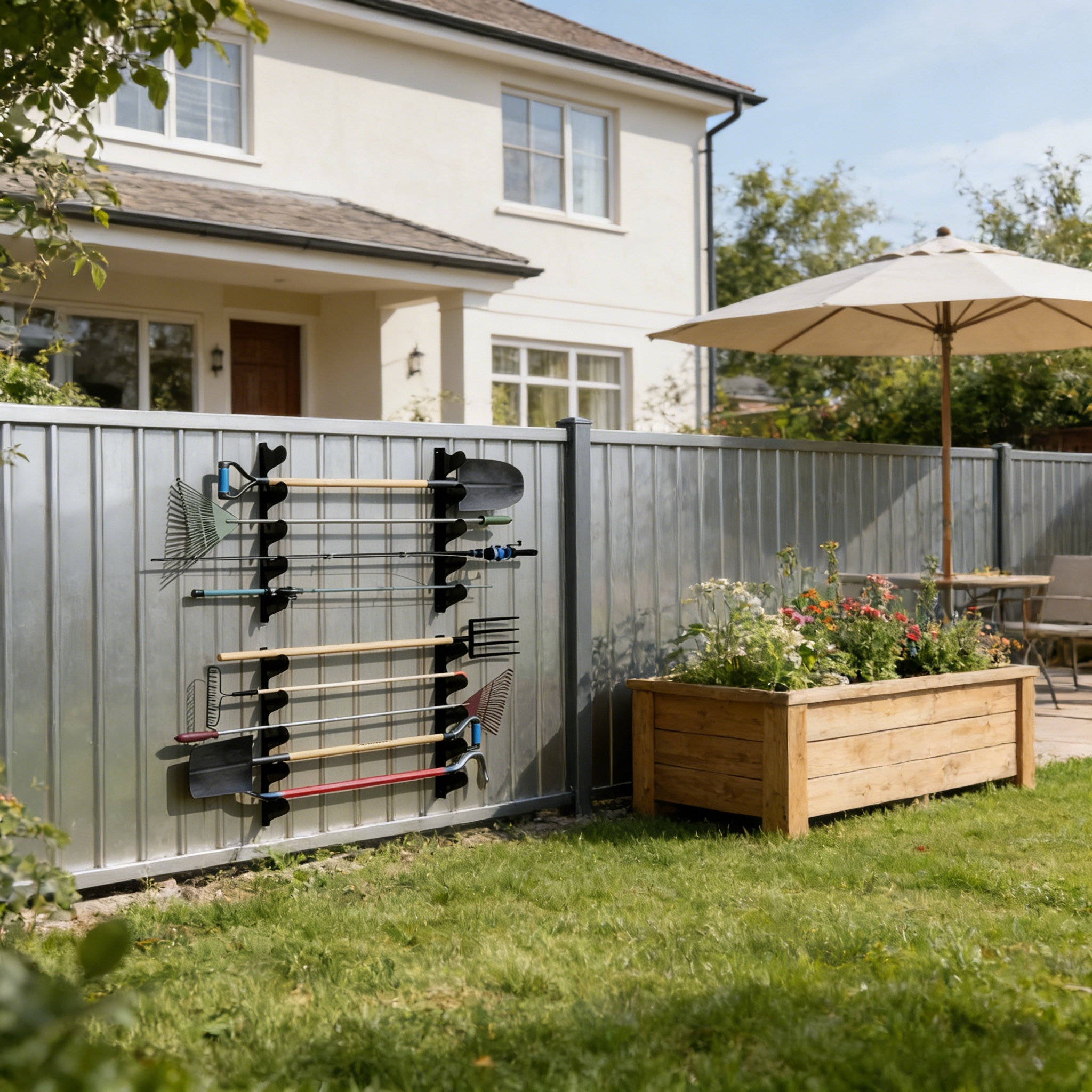 Heavy Duty Wall Mounted Garden Tool Organizer Rack