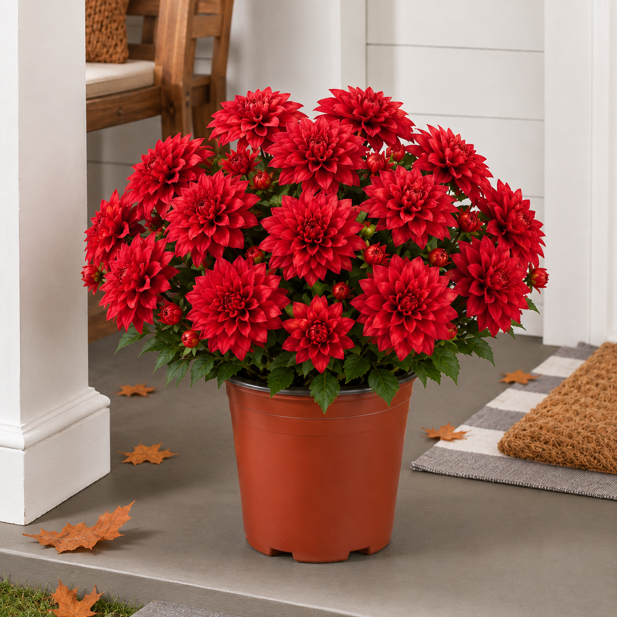 Vibrant Faux Dahlia Pot Filler
