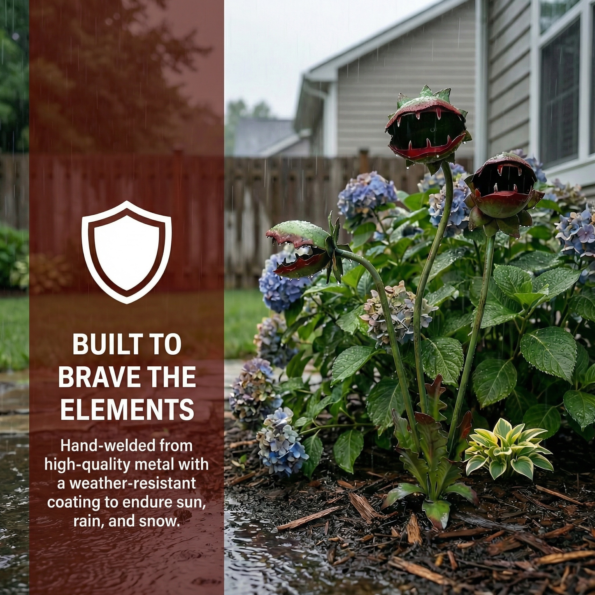 Whimsical Metal Carnivorous Plant Garden Stake for Outdoor Decor