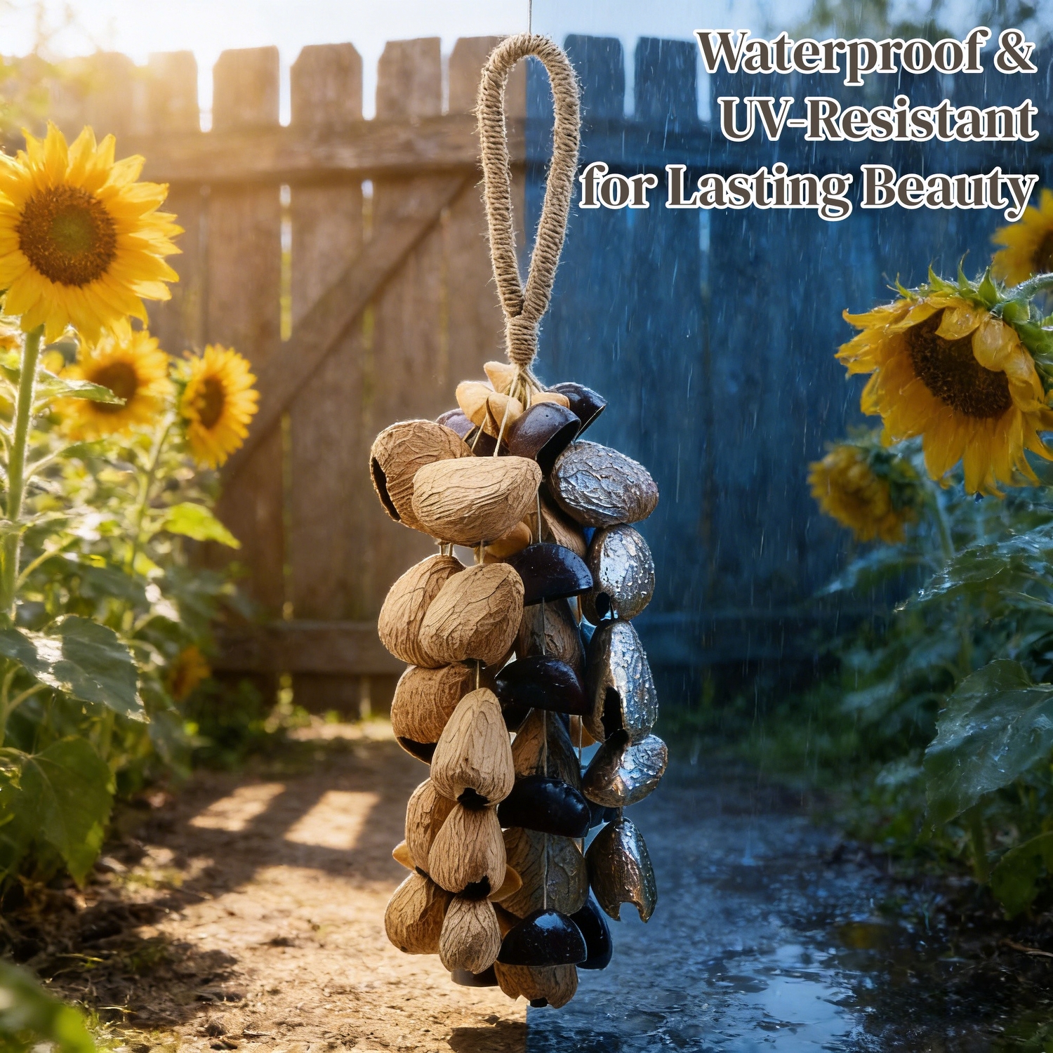 18" Handmade Large Natural Fruit Shell Wind Chimes
