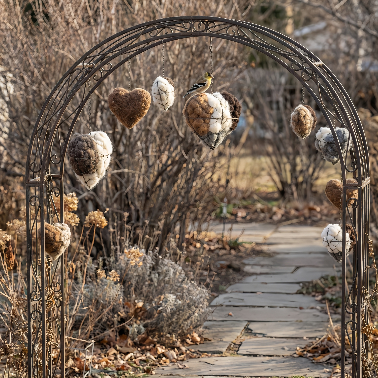 Handmade Alpaca Fiber Bird Nesting Heart