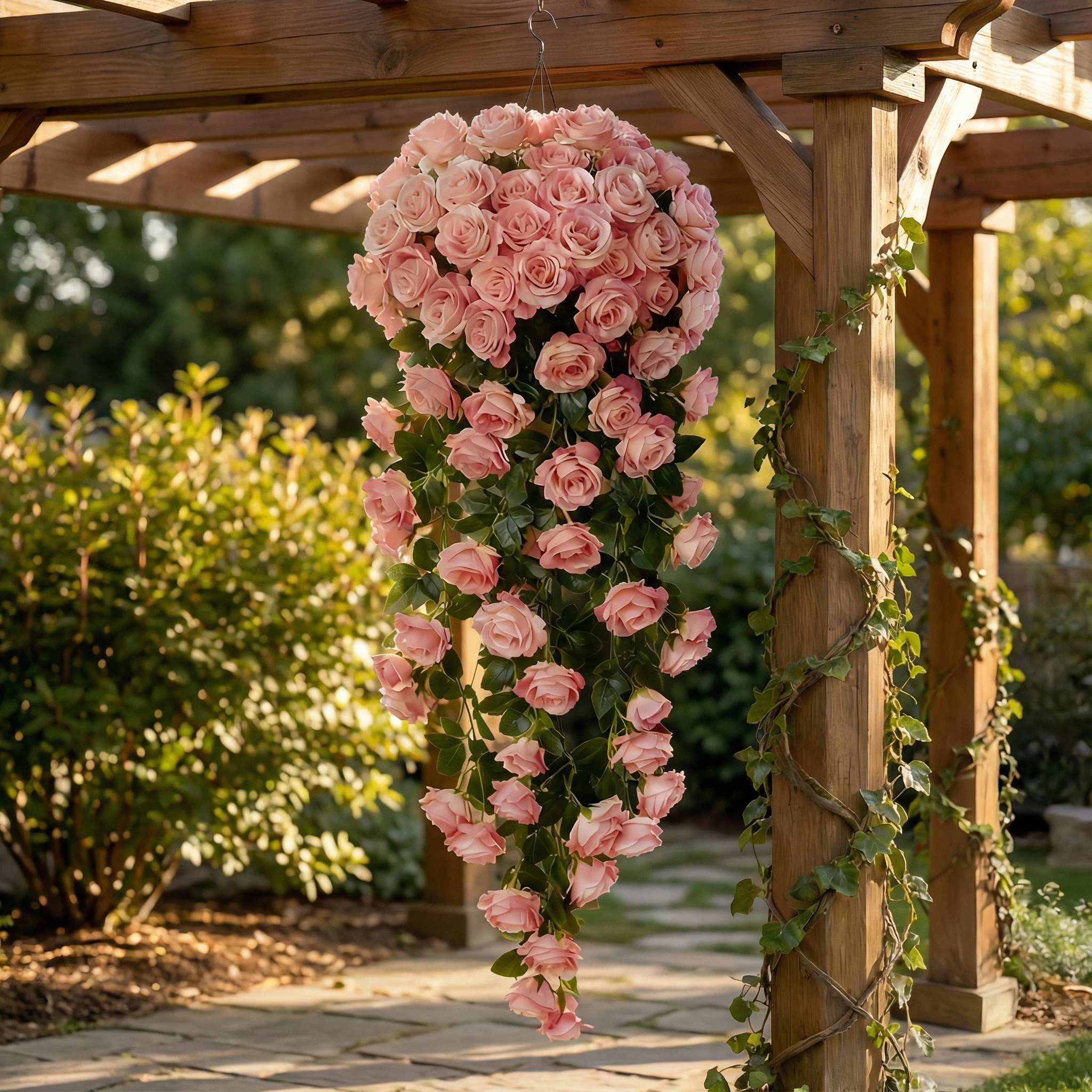 Large Realistic Artificial Rose Hanging Vine Bouquet