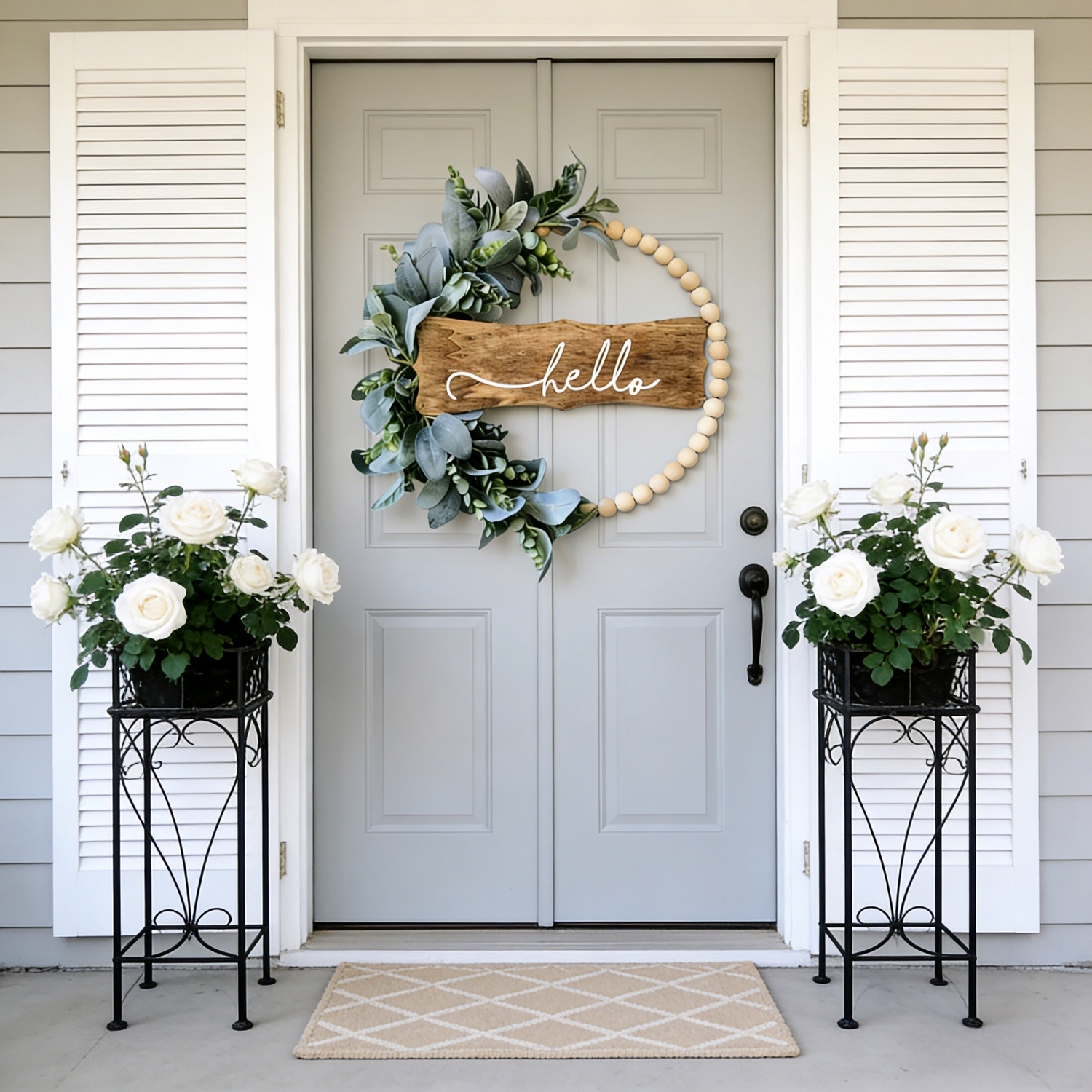 Ramadan Mubarak Wreath for Front Door – Greenery Decor for Ramadan & Eid