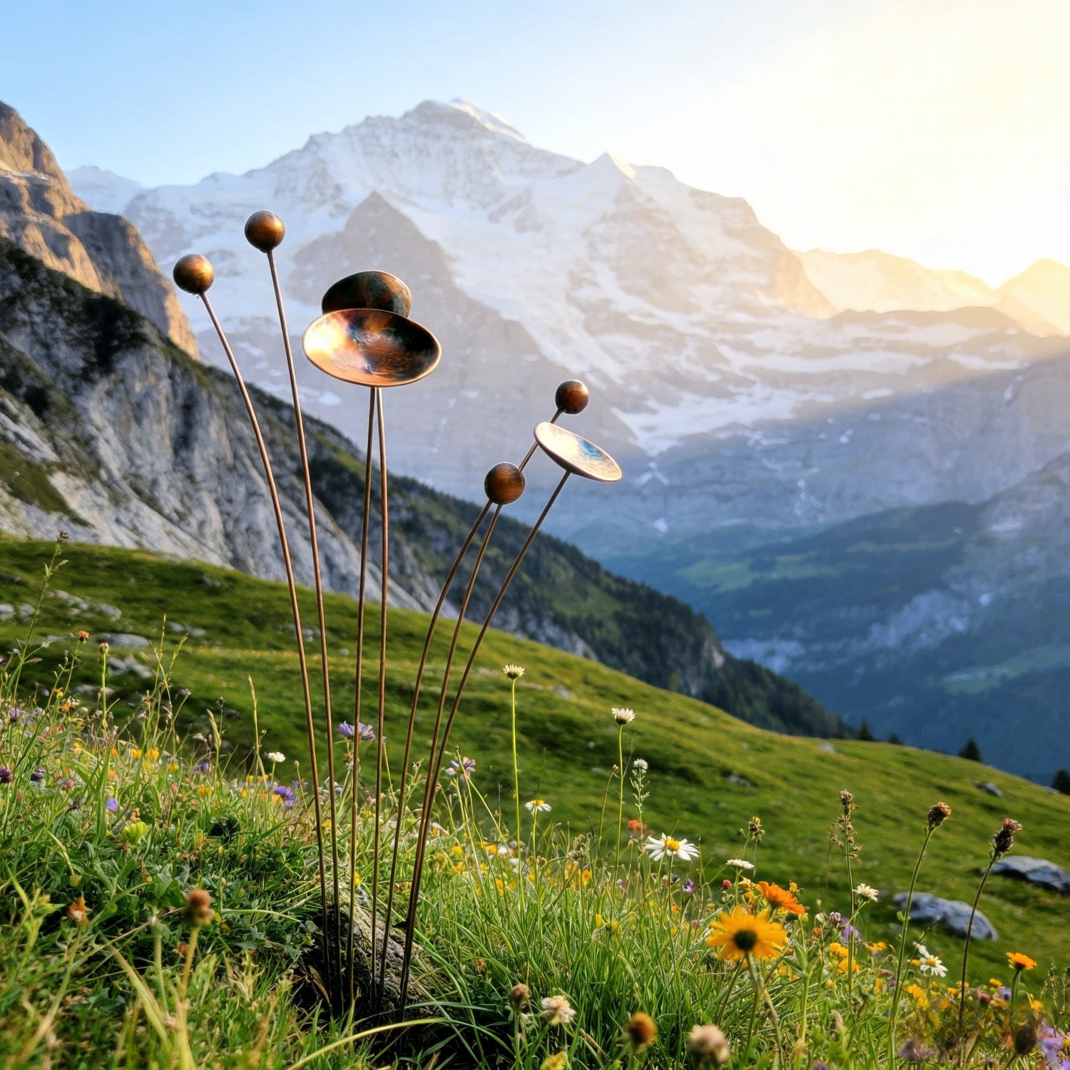 Artisan Copper Bloom Garden Stake Sculpture