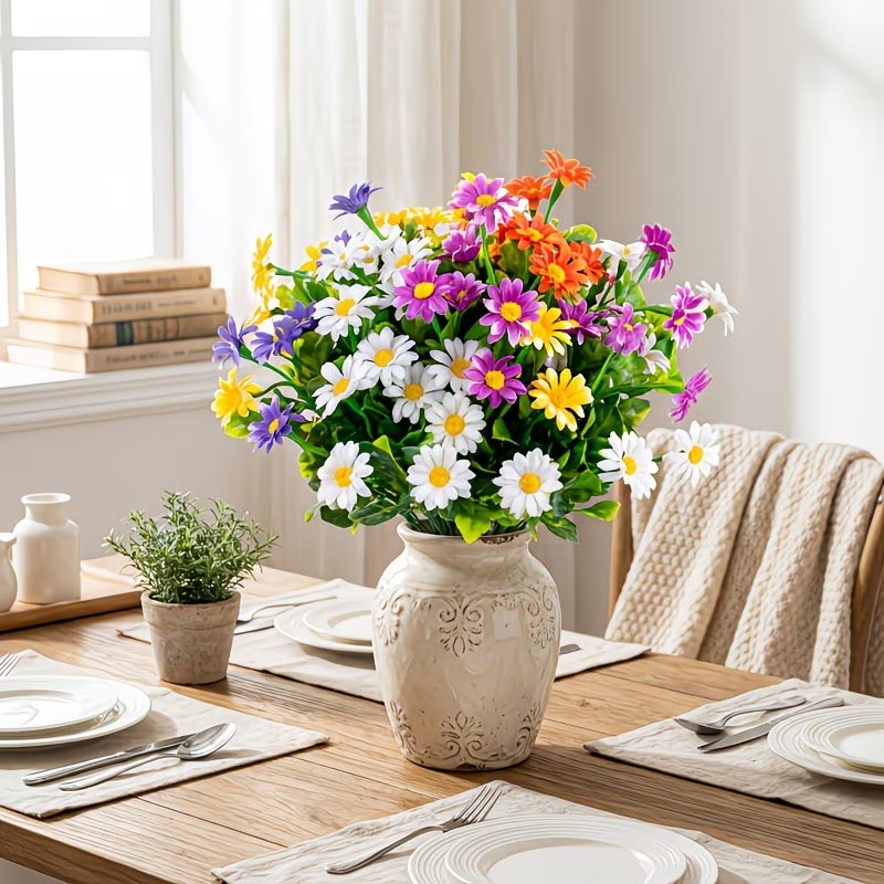 5 Bunches of Artificial Multicolor Outdoor Daisy Flower Bouquets