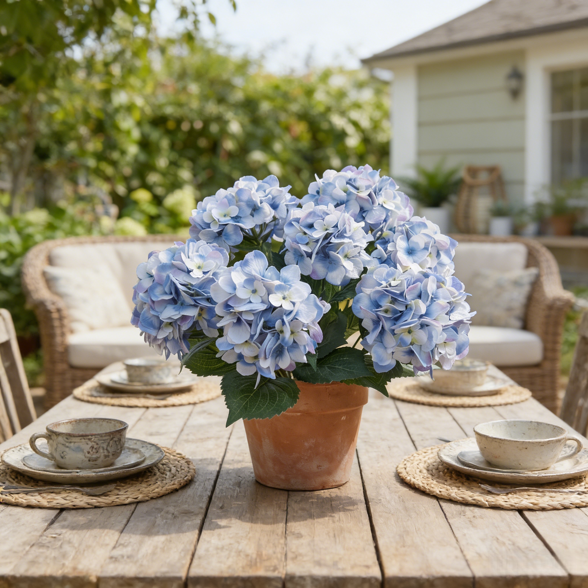 Real Touch Artificial Hydrangea Flowers, UV Resistant Faux Hydrangea Bush for Indoor & Outdoor Décor