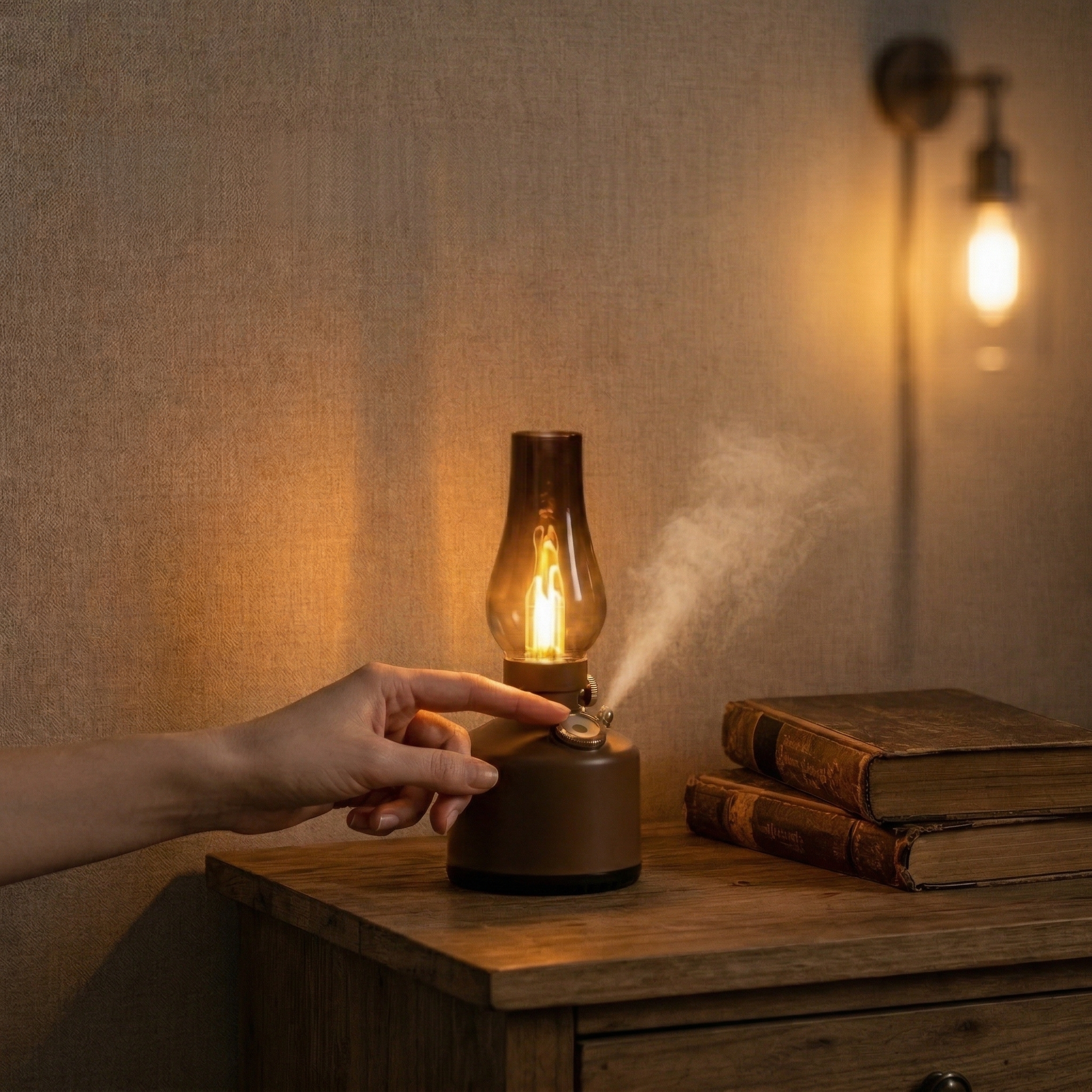 Vintage Kerosene Lamp Aroma Diffuser with Flickering Flame Effect