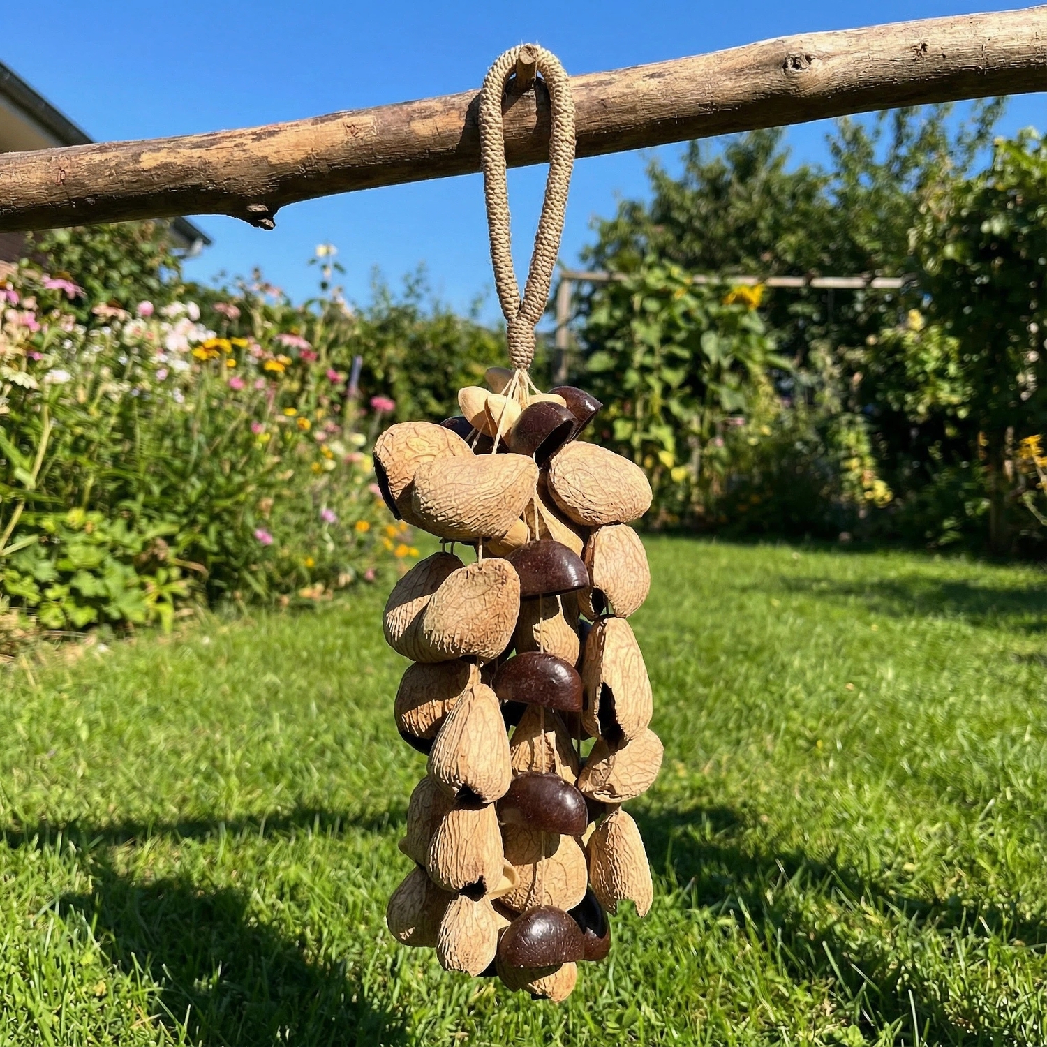 18" Handmade Large Natural Fruit Shell Wind Chimes