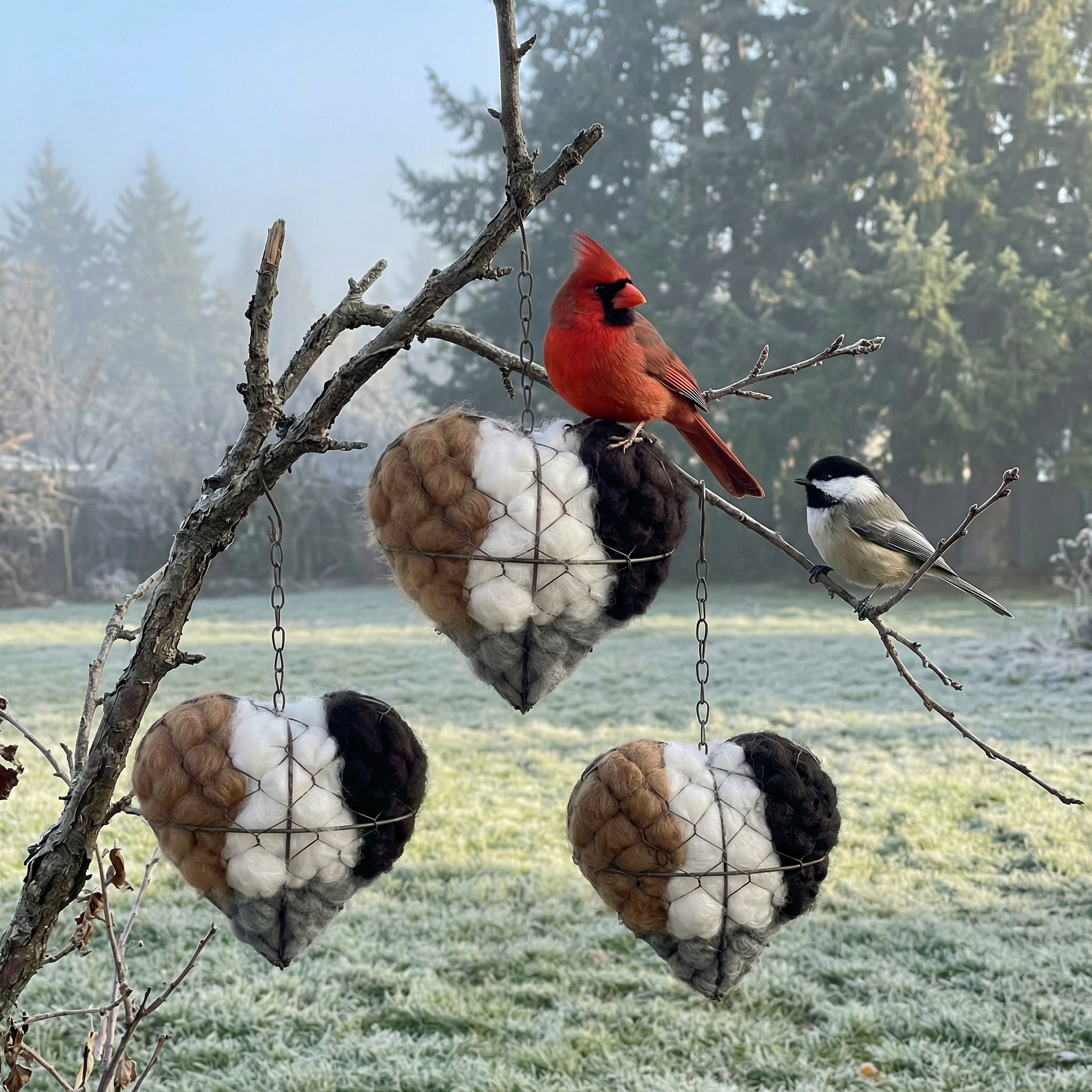 Handmade Alpaca Fiber Bird Nesting Heart