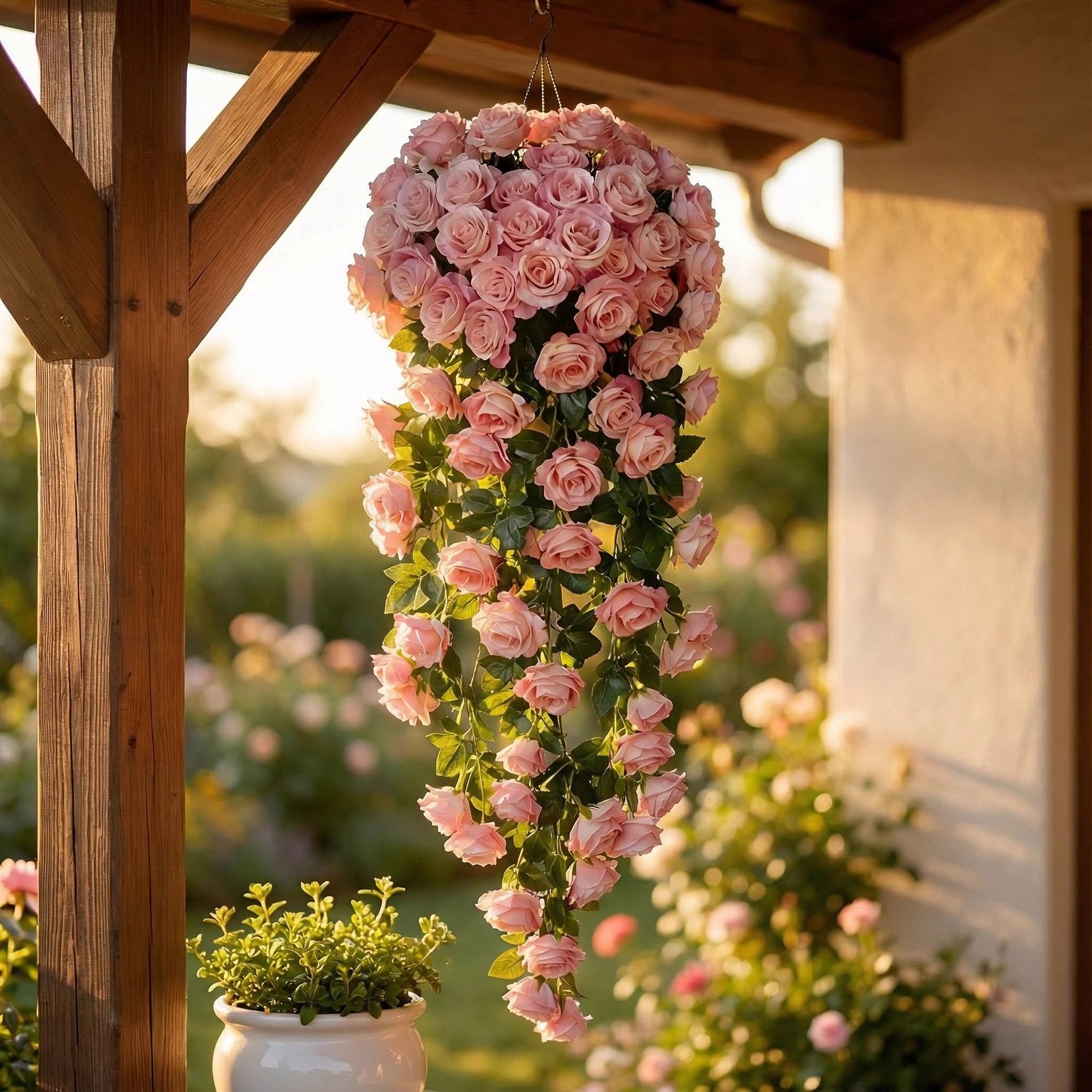 Large Realistic Artificial Rose Hanging Vine Bouquet