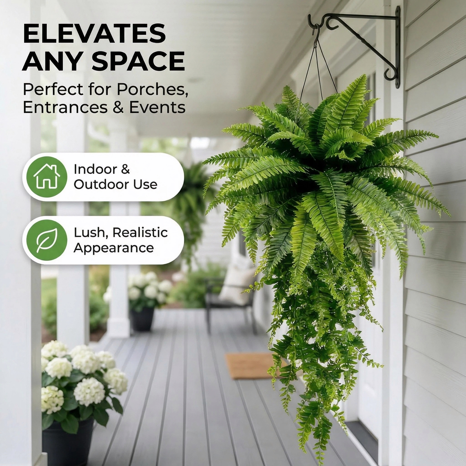 Large Artificial Boston Fern Hanging Plants
