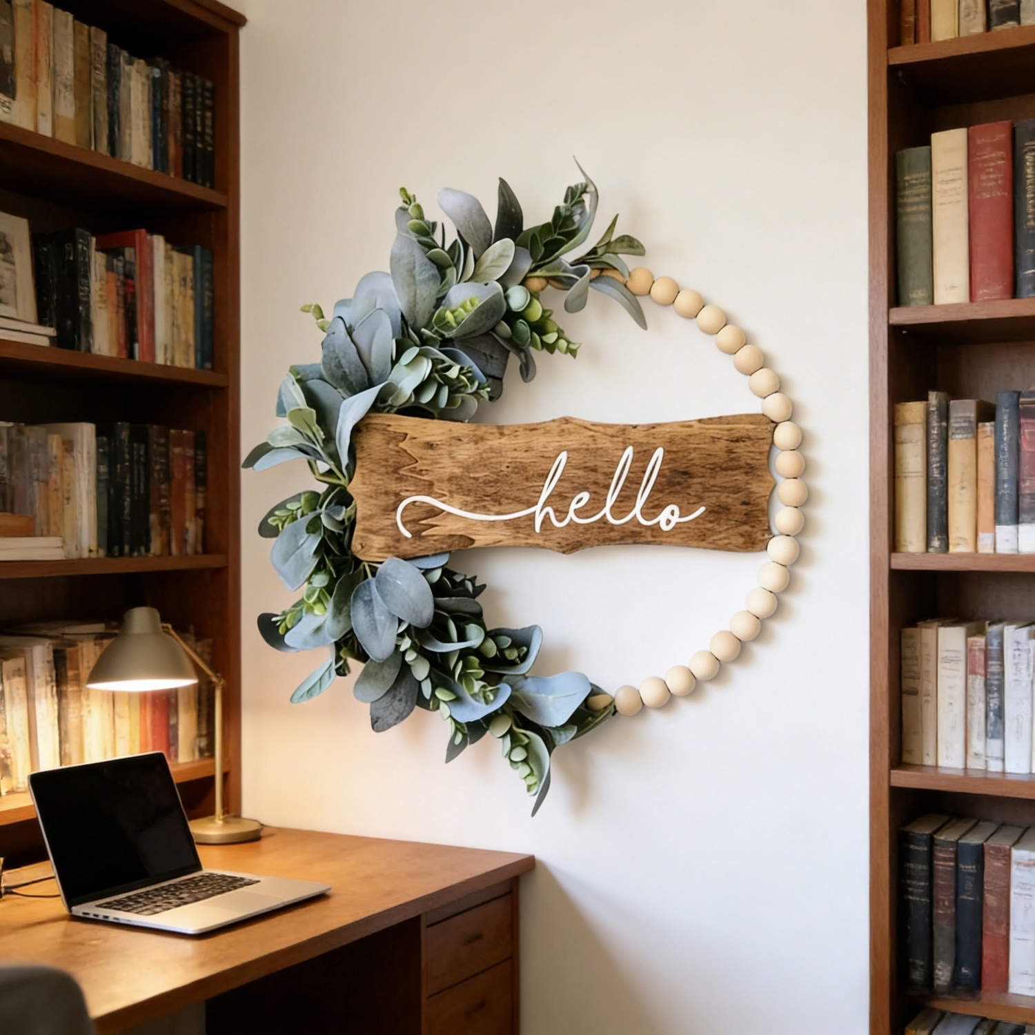 Ramadan Mubarak Wreath for Front Door – Greenery Decor for Ramadan & Eid