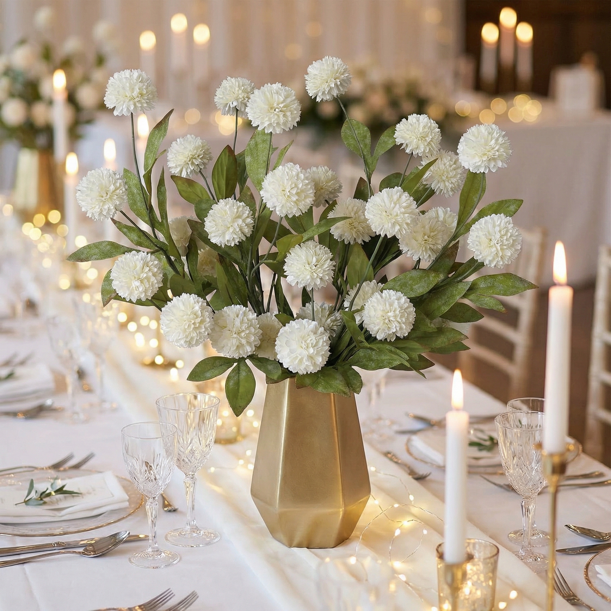 Faux Silk Pom Pom Mum Stems