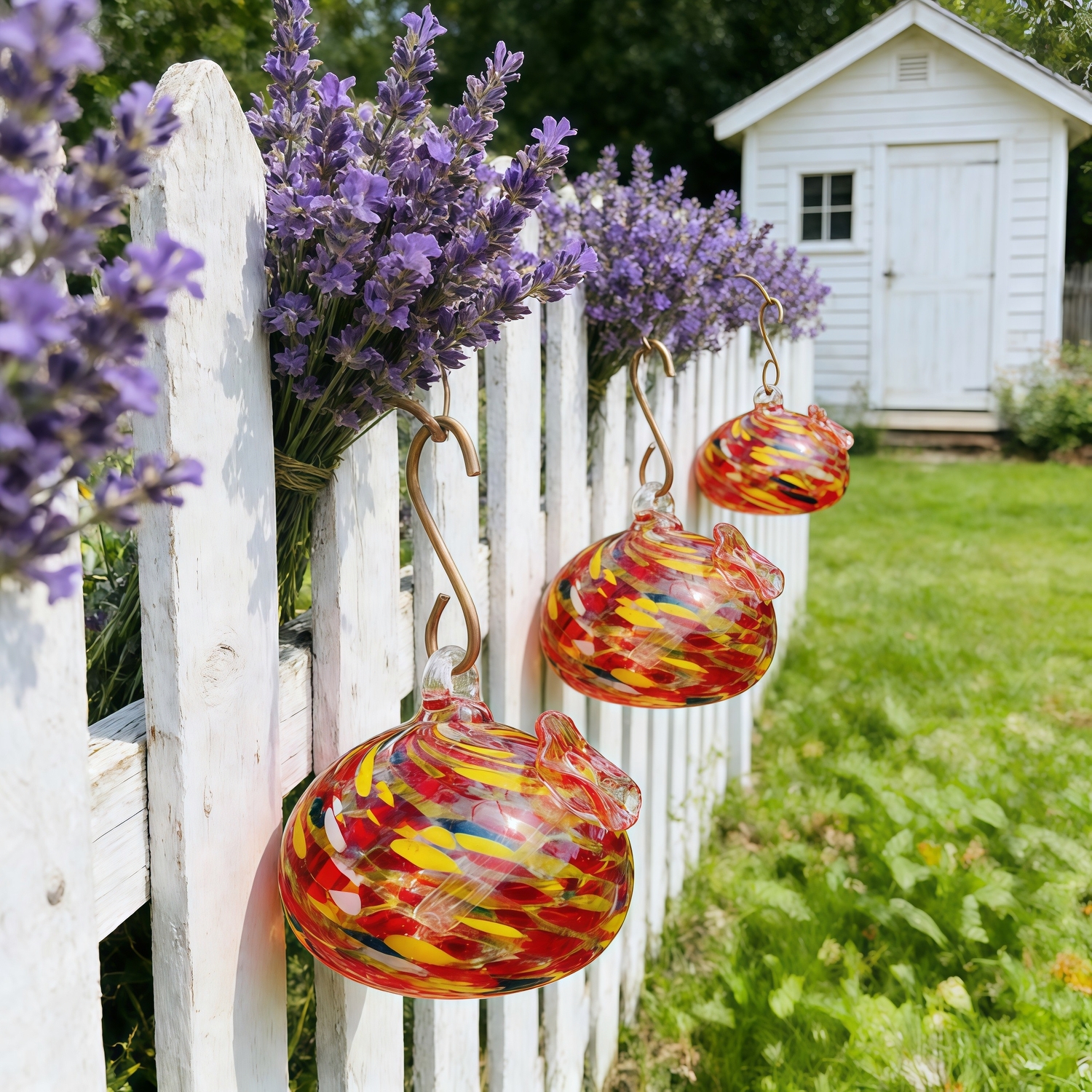 Handblown Glass Hummingbird Feeder