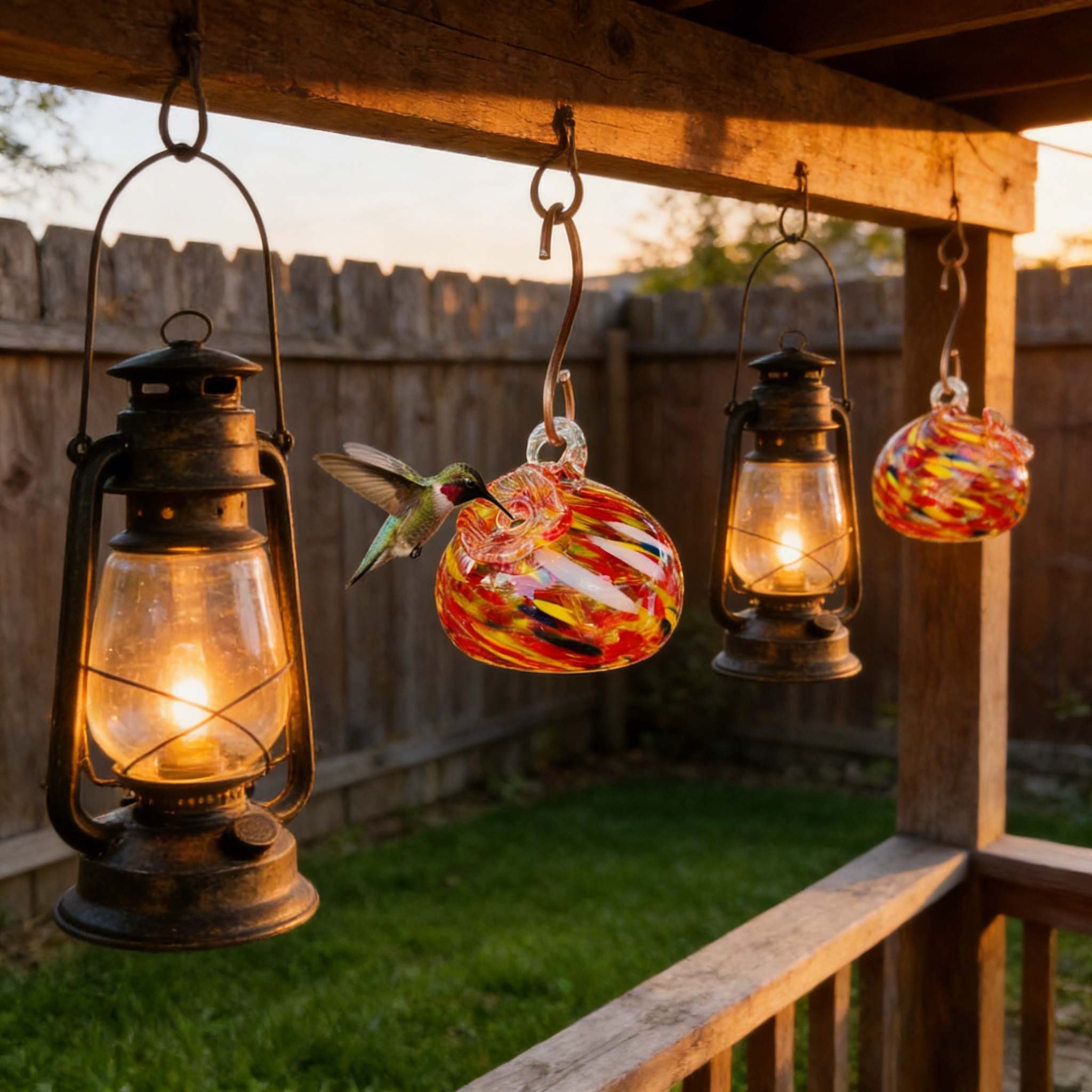 Handblown Glass Hummingbird Feeder