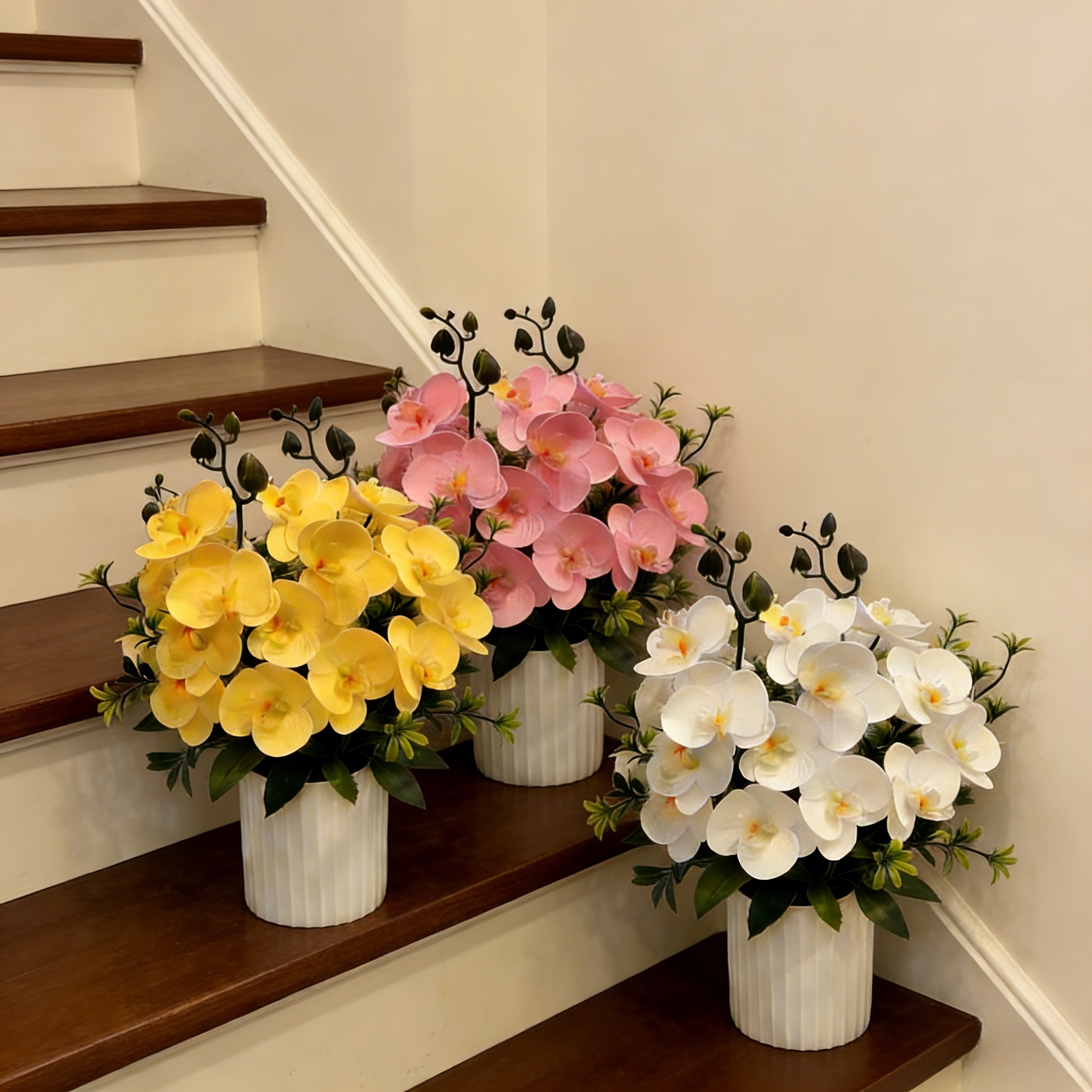 Artificial Orchid Potted Plants - UV resistant, Waterproof, Windproof , No watering , No wilting 