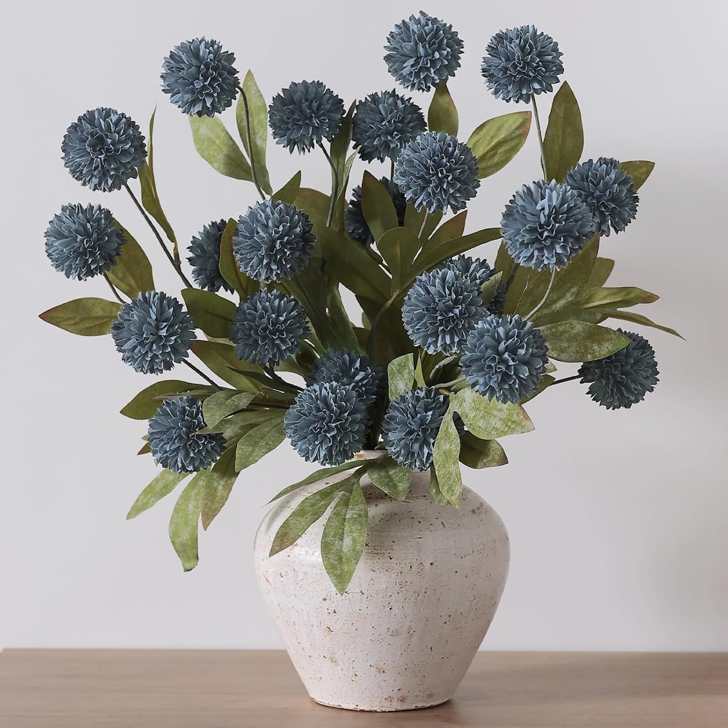 Faux Silk Pom Pom Mum Stems, Soft Silk Realistic Stems, Spring-Ready Home & Wedding Décor