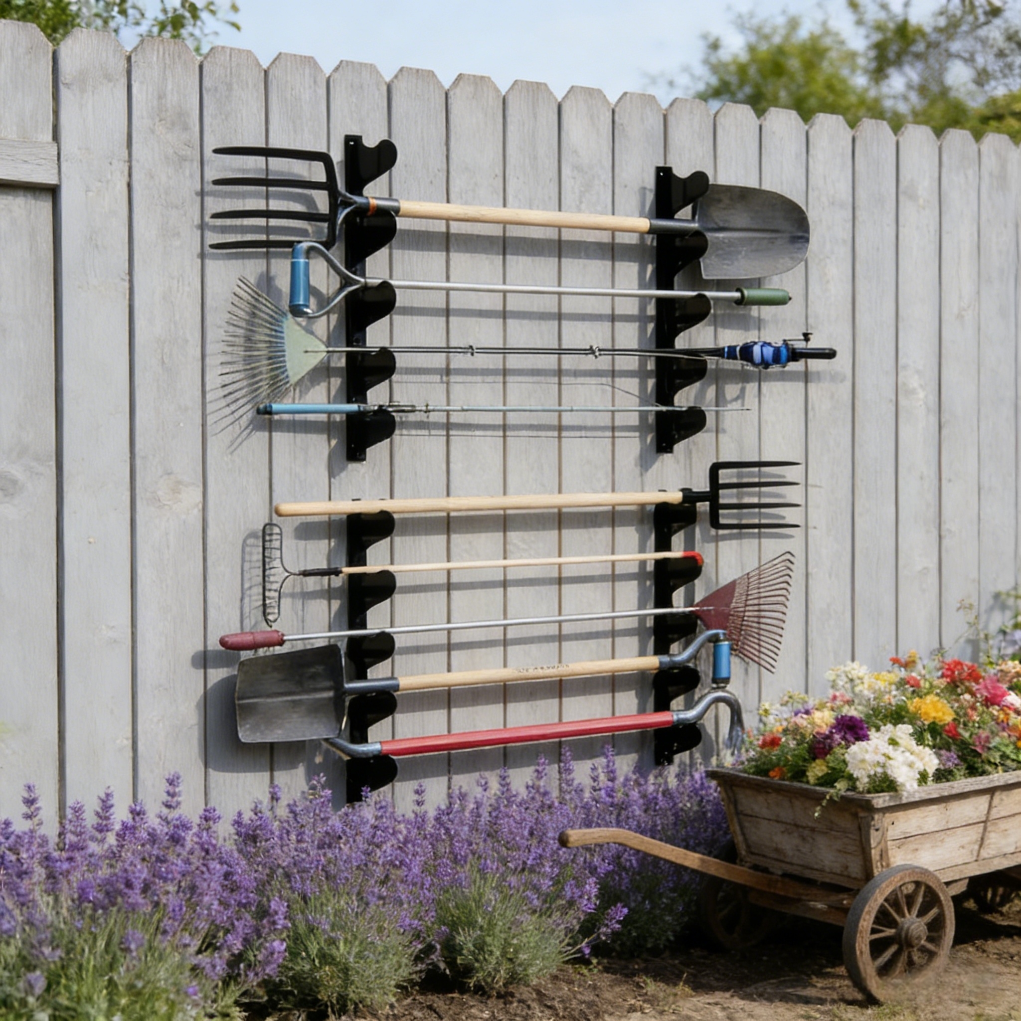 Heavy Duty Wall Mounted Garden Tool Organizer Rack