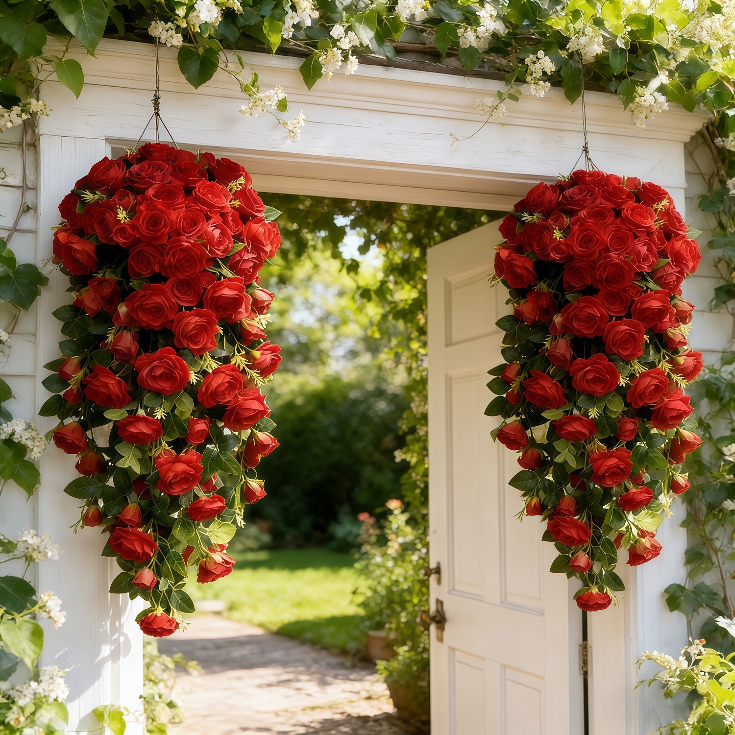 Large Realistic Artificial Rose Hanging Vine Bouquet