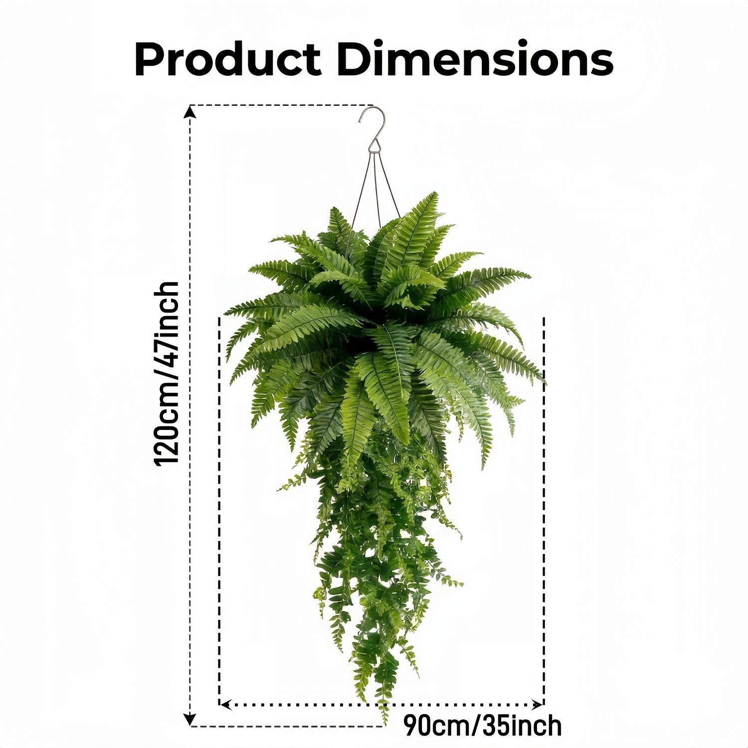 Large Artificial Boston Fern Hanging Plants