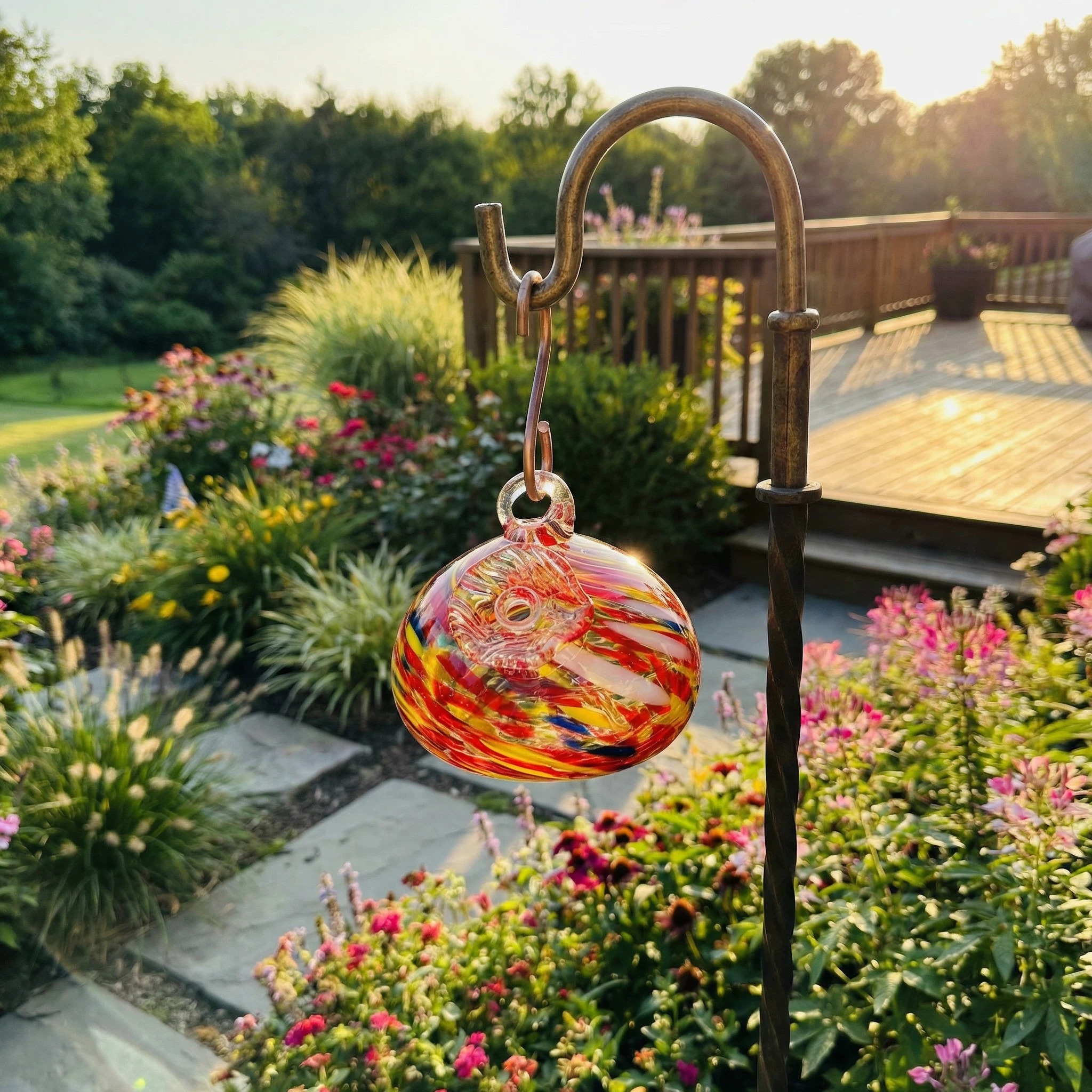 Handblown Glass Hummingbird Feeder