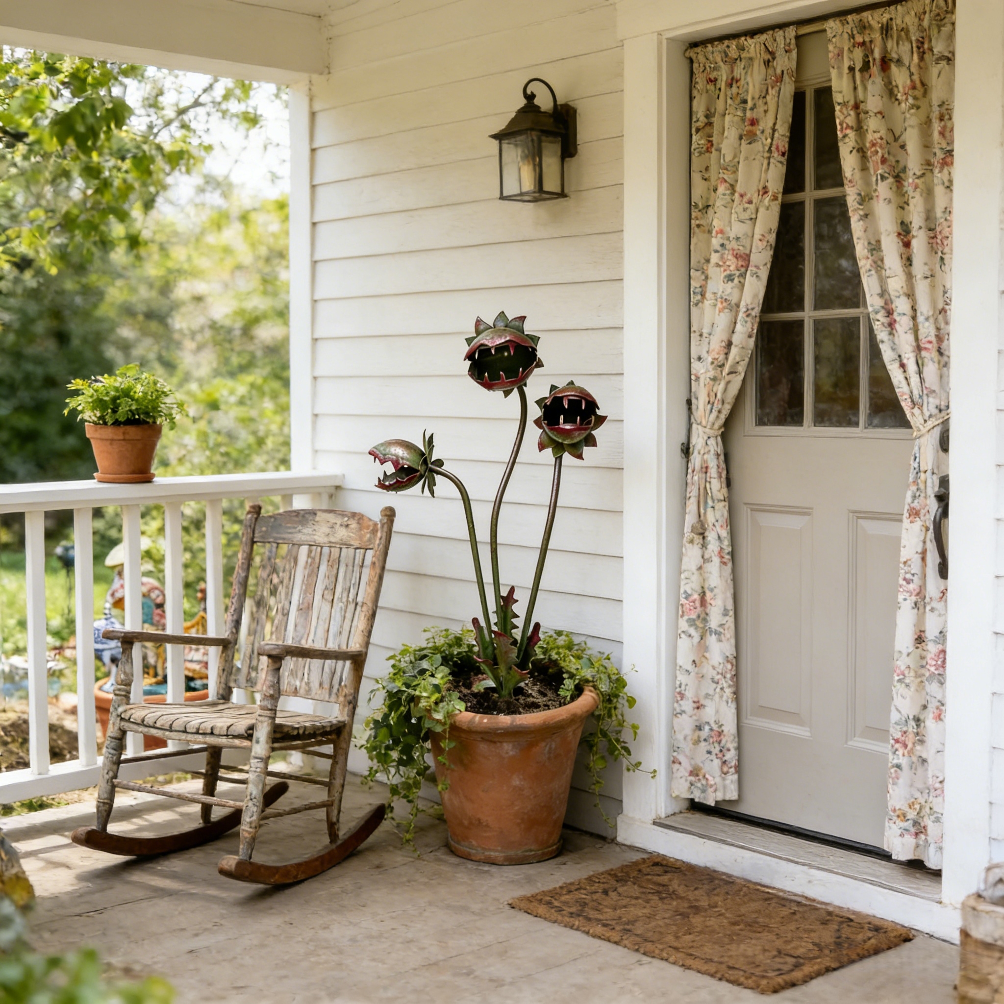 Whimsical Metal Carnivorous Plant Garden Stake for Outdoor Decor