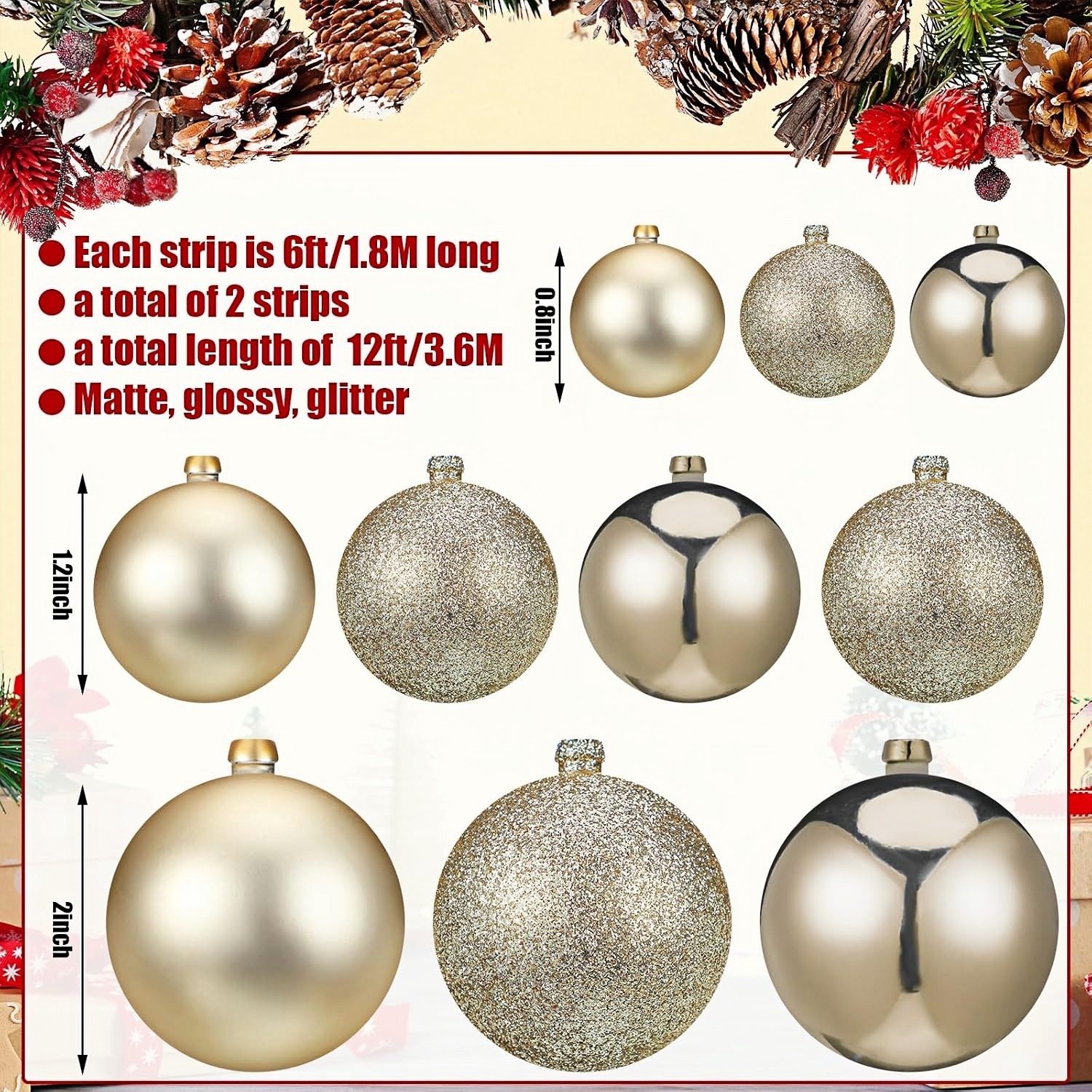 6FT Christmas Ball Garland
