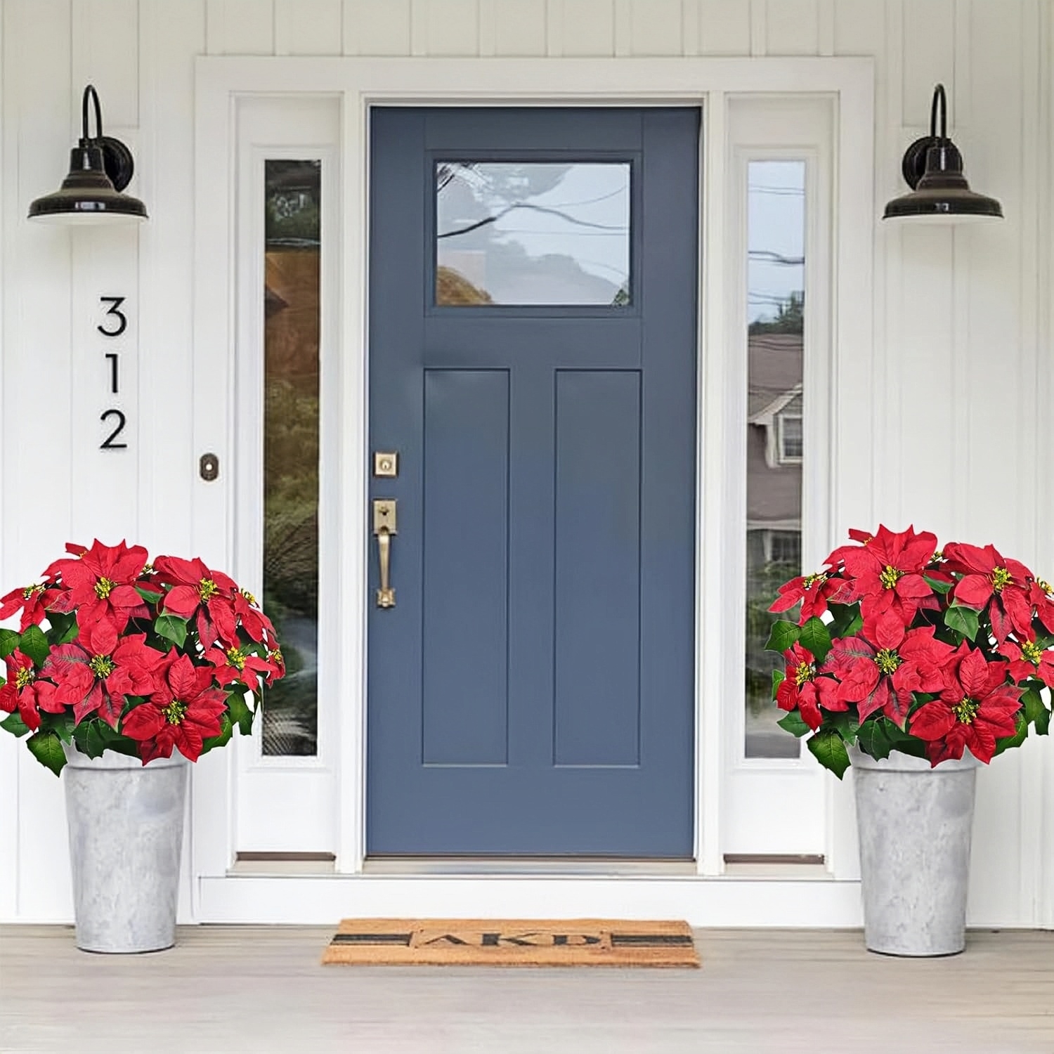 Artificial Poinsettia Christmas Topiary