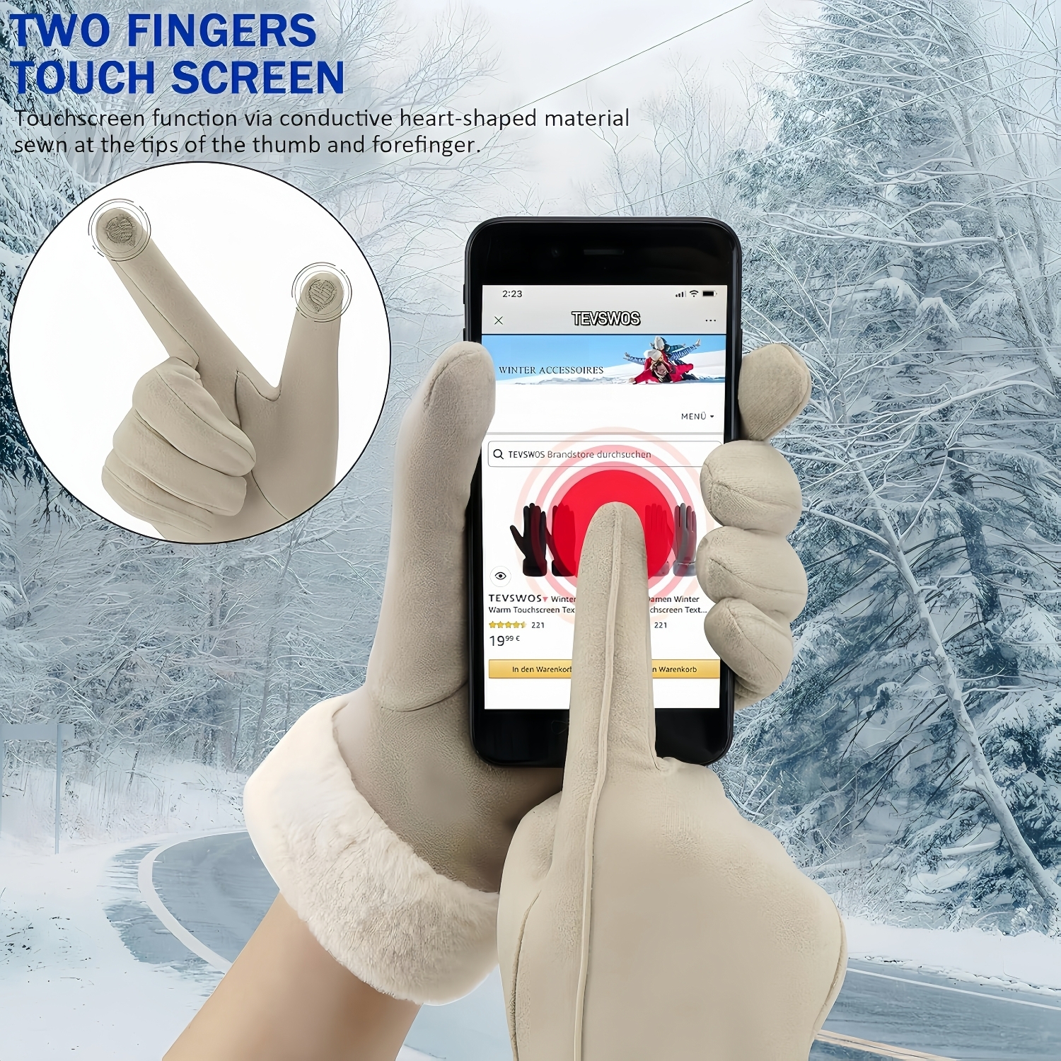 Winter Thickened Plush Leather Gloves – Women’s Warm Touchscreen Mittens