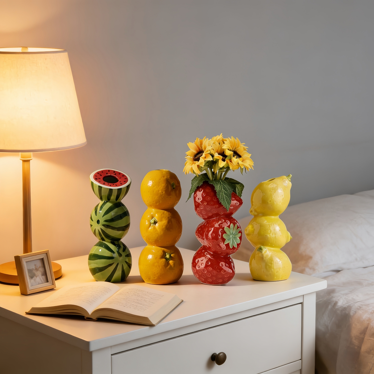 Handcrafted Stacked Fruit Ceramic Vase