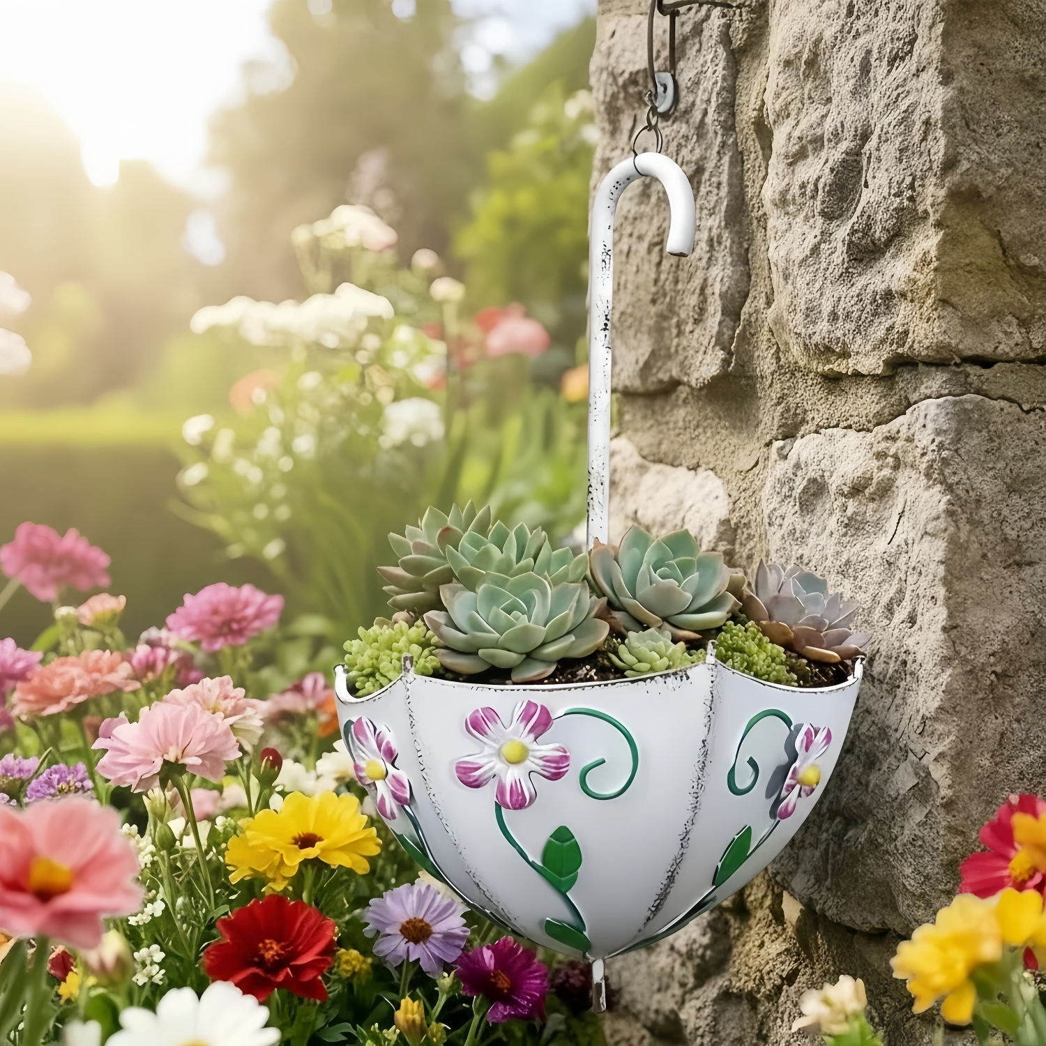 Farmhouse Metal Wall-Mounted Umbrella Planter