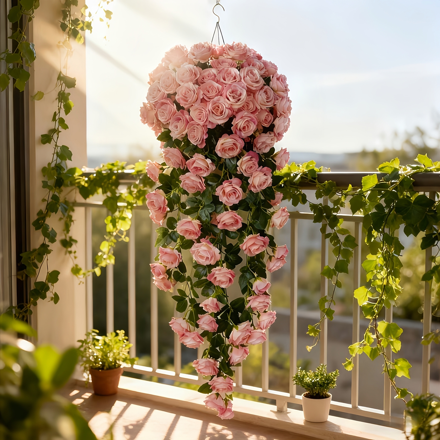 Large Realistic Artificial Rose Hanging Vine Bouquet