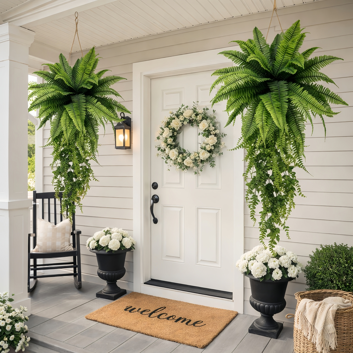 Large Artificial Boston Fern Hanging Plants