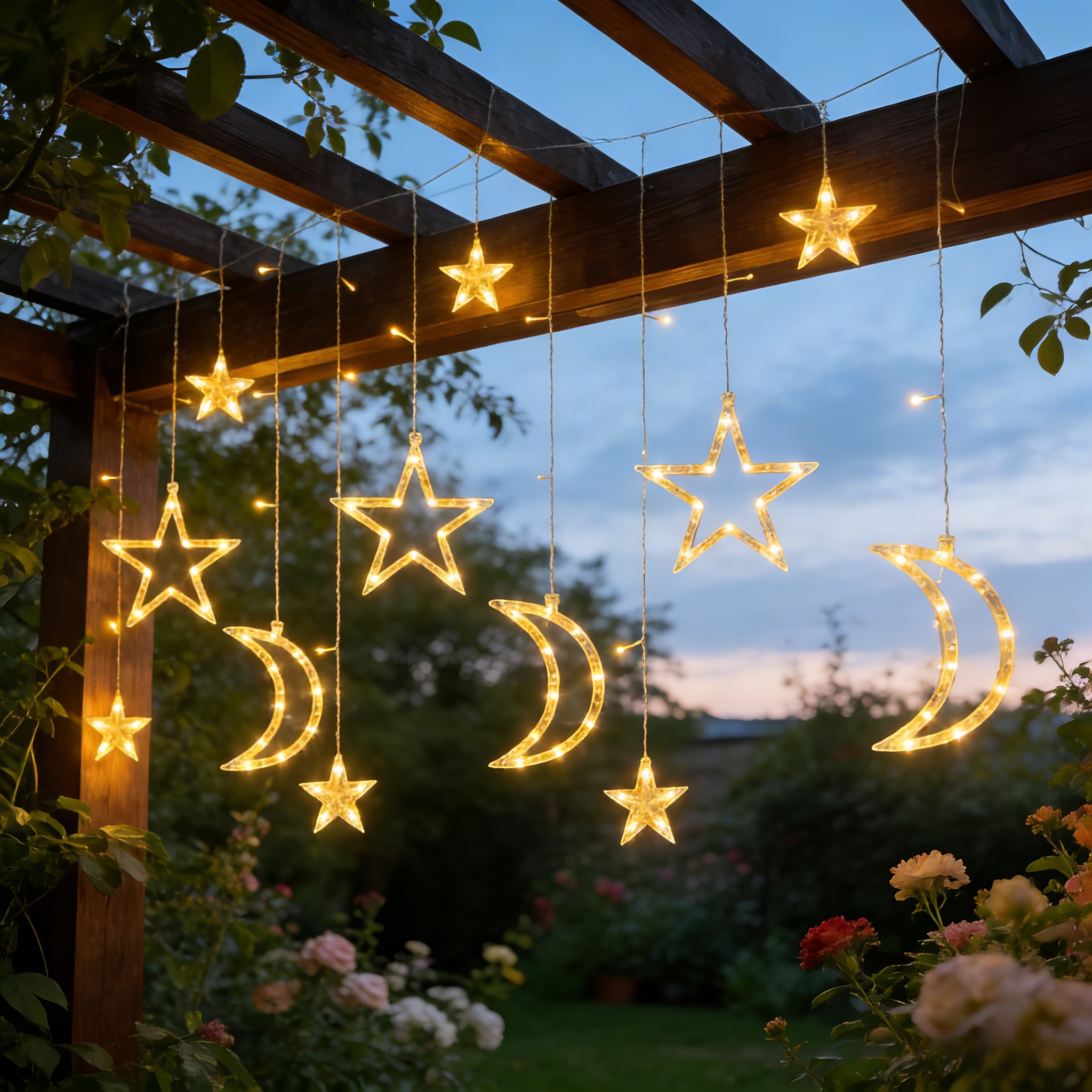 Star & Moon Curtain String Lights