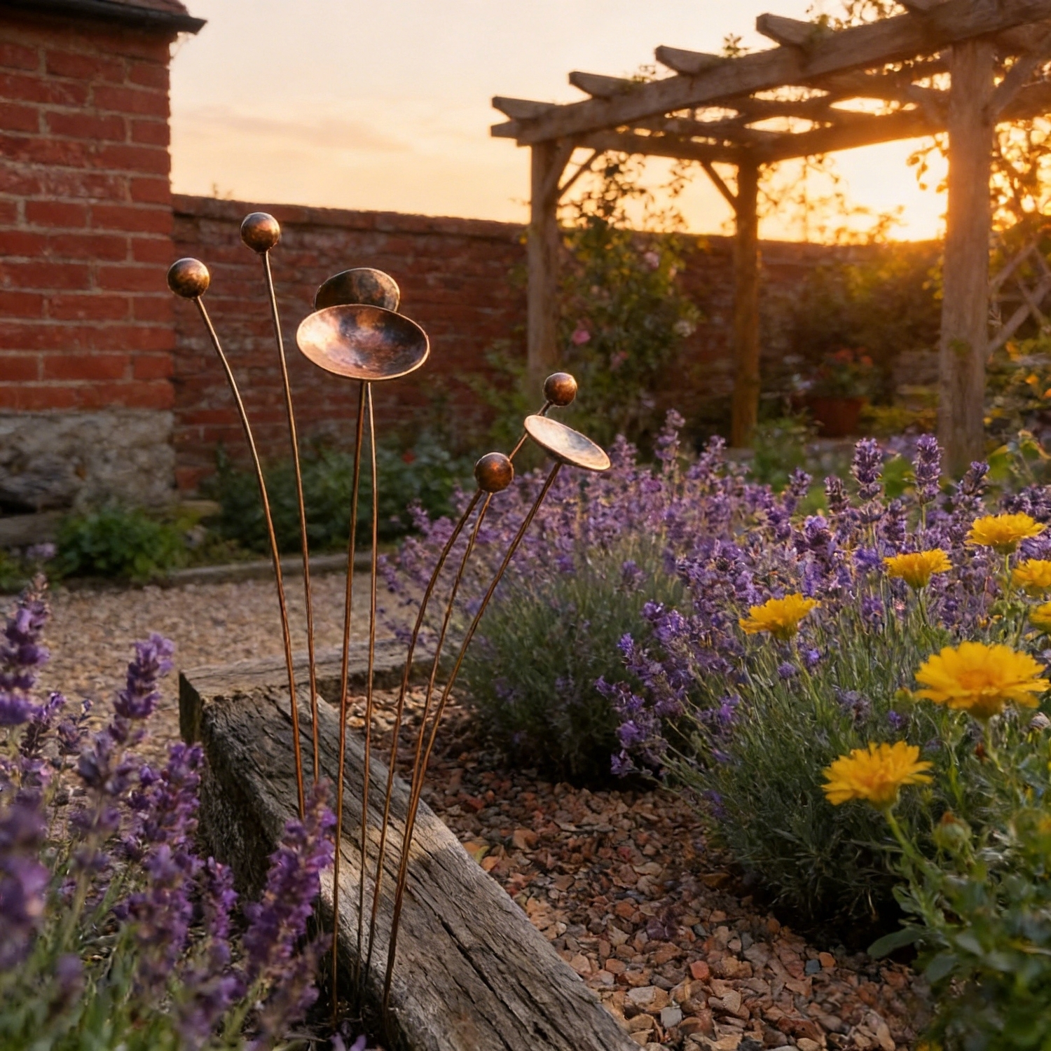Artisan Copper Bloom Garden Stake Sculpture
