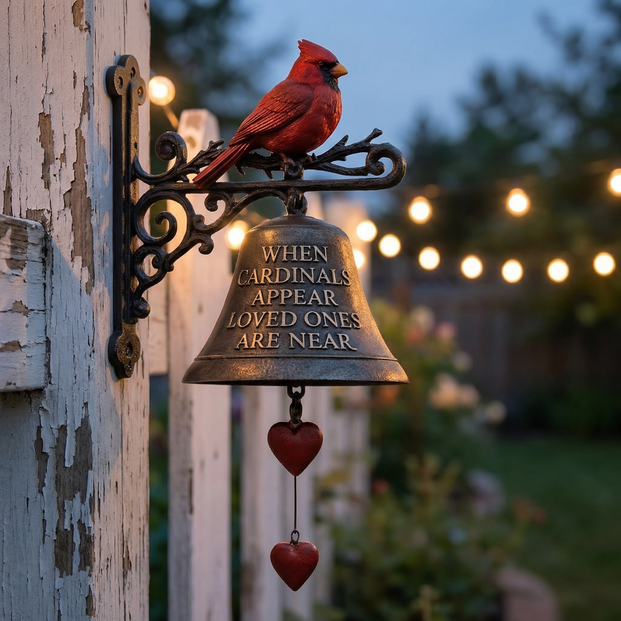 Cardinal Memorial Garden Bells – Outdoor Garden Sympathy Chime for Porch, Patio & Yard Décor