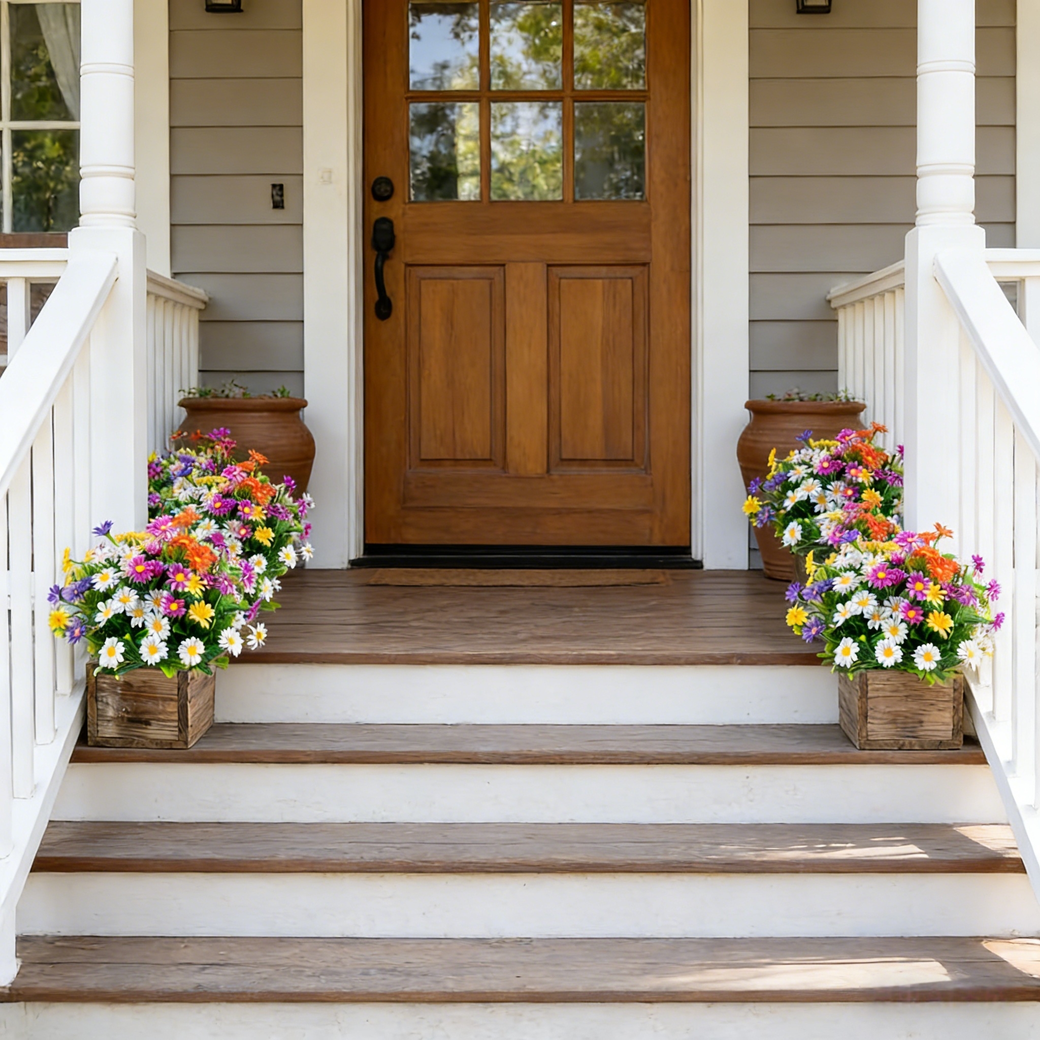 5 Bunches of Artificial Multicolor Outdoor Daisy Flower Bouquets