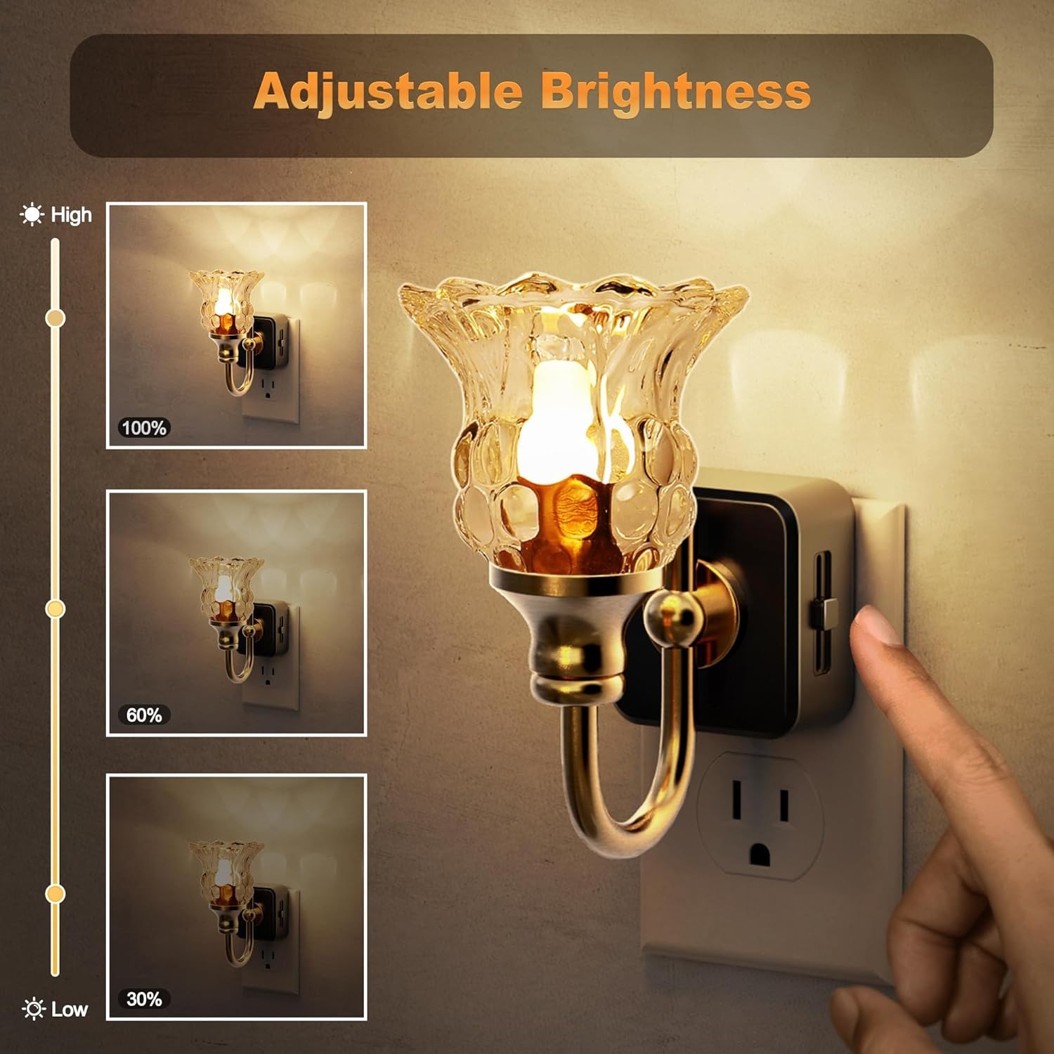 Vintage Glass Flower Plug-In Night Light