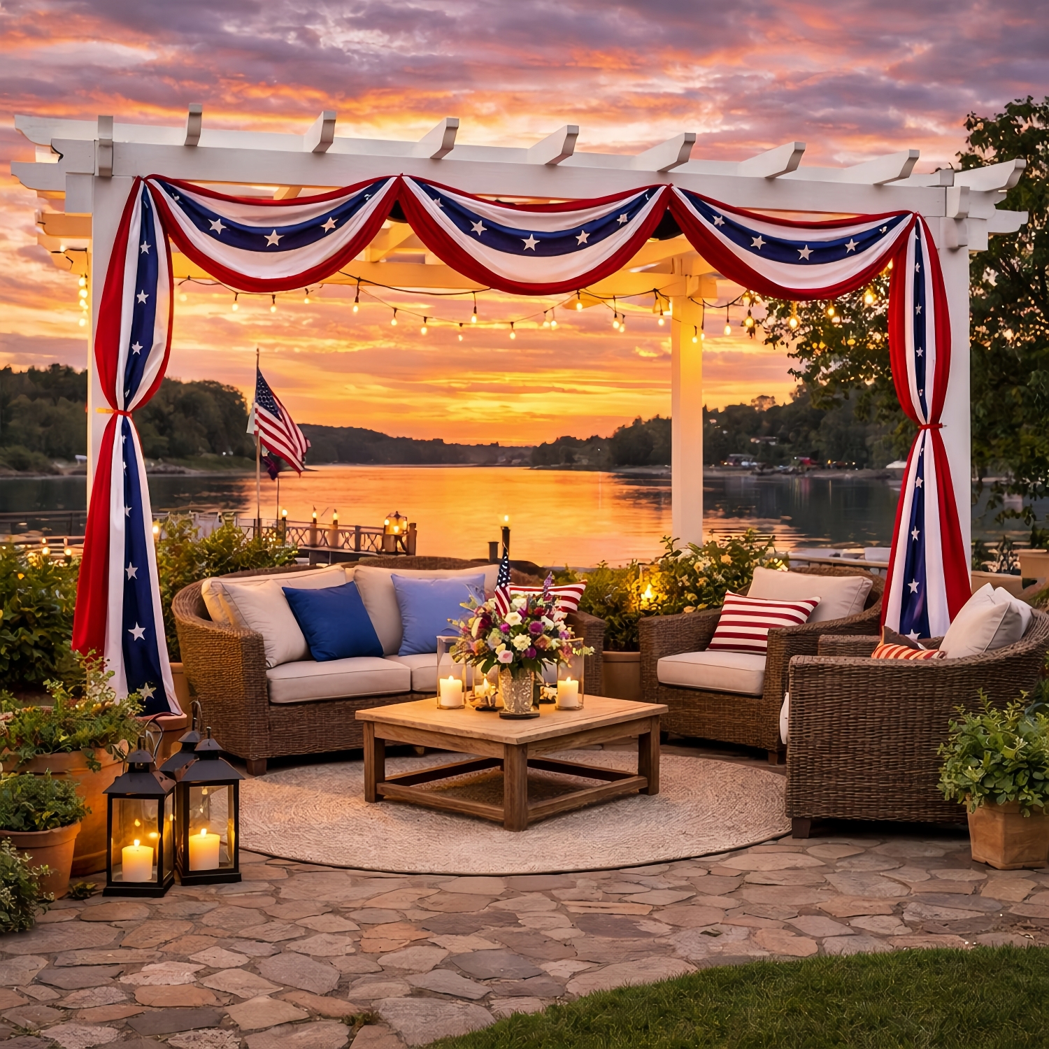 236" Patriotic USA Banner – 250th Anniversary Red White Blue Bunting, Independence Day Outdoor Porch & Fence Decoration