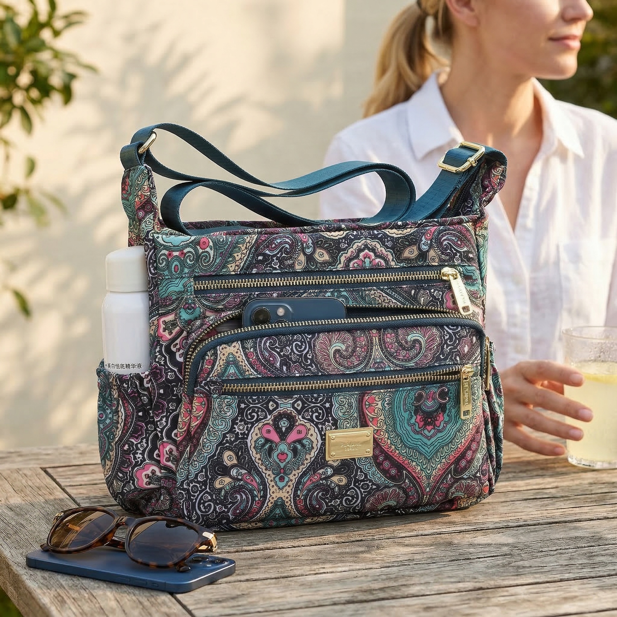 Women’s Large Capacity Crossbody Bag with Adjustable Strap, Lightweight Everyday Travel Purse