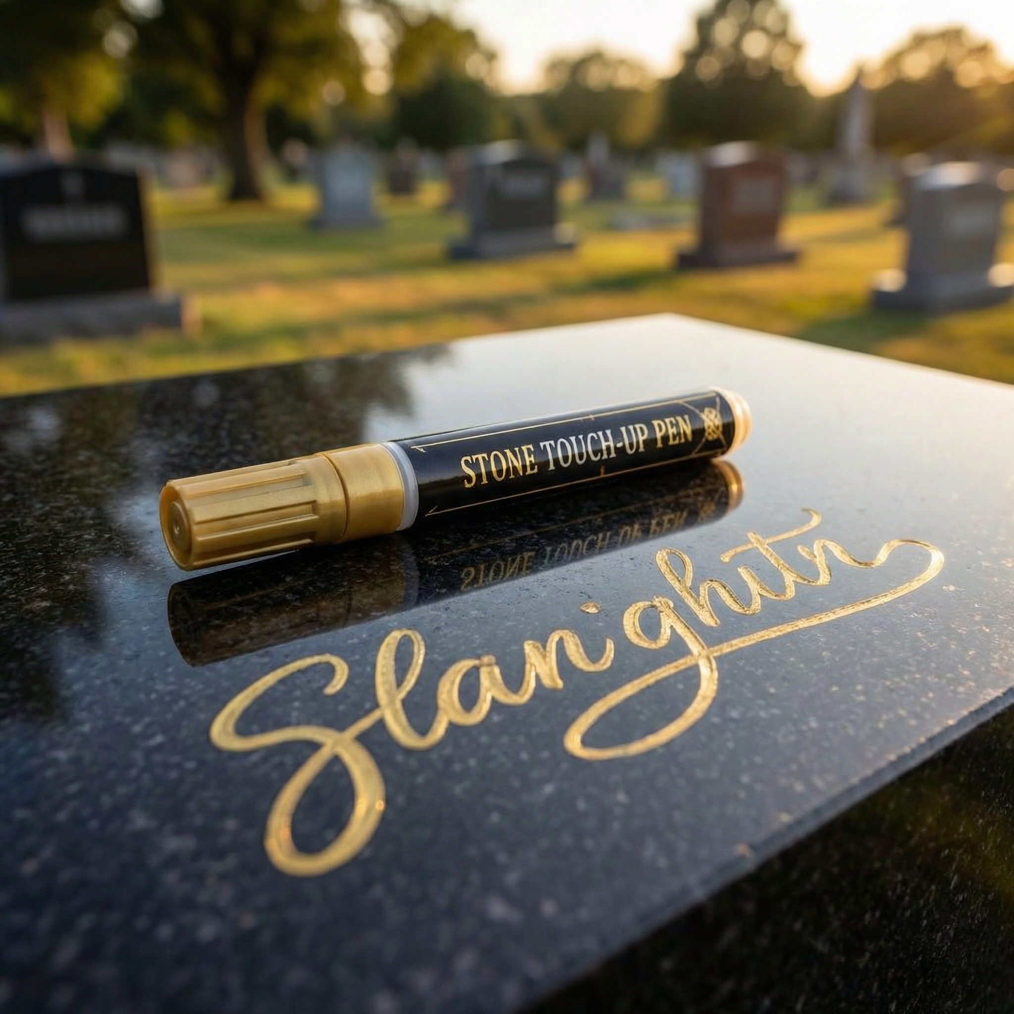 Golden Tombstone Marker Pen for Restoring Faded Grave Inscriptions